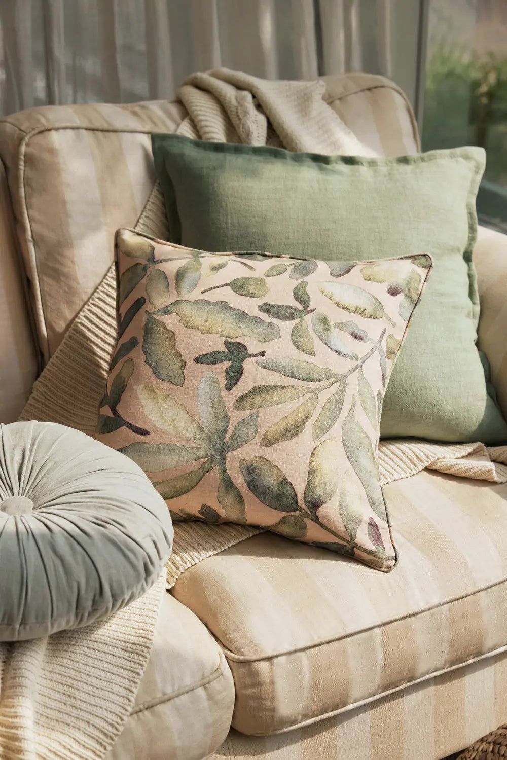 Blush Herringbone Linen Cushion Cover SanctuaryLiving