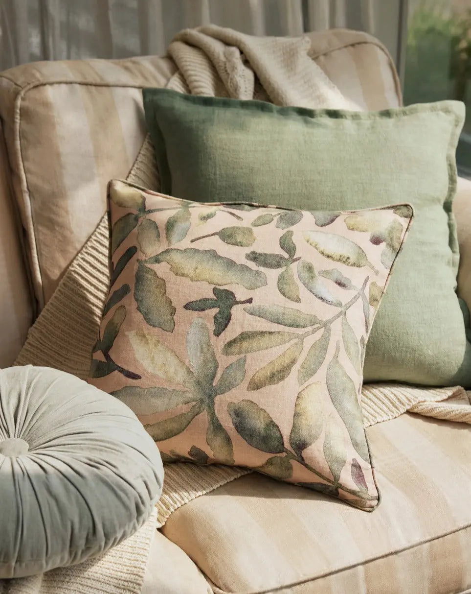 Flora Blush Linen Cushion Cover SanctuaryLiving