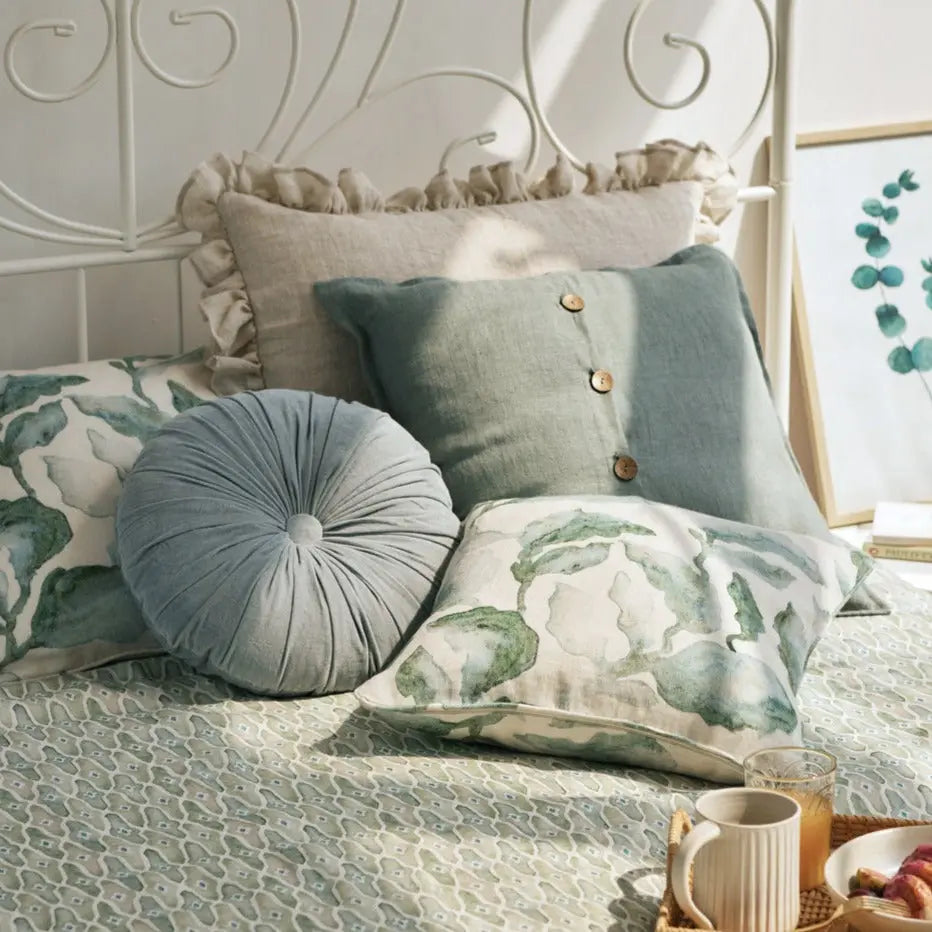 Cascade Teal Linen Cushion Cover SanctuaryLiving