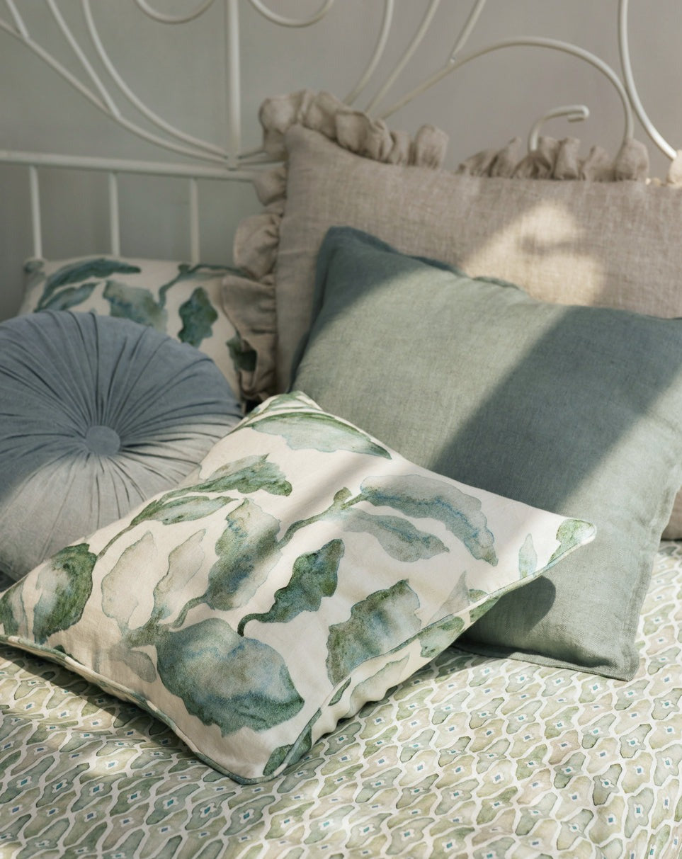 Cascade Teal Linen Cushion Cover - Teal