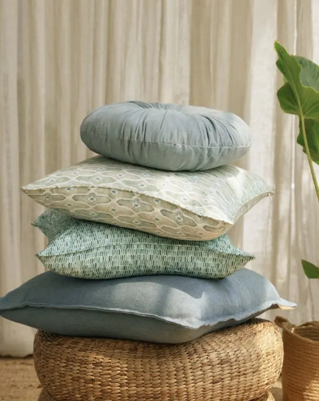 Duck Egg Herringbone Linen Cushion Cover SanctuaryLiving