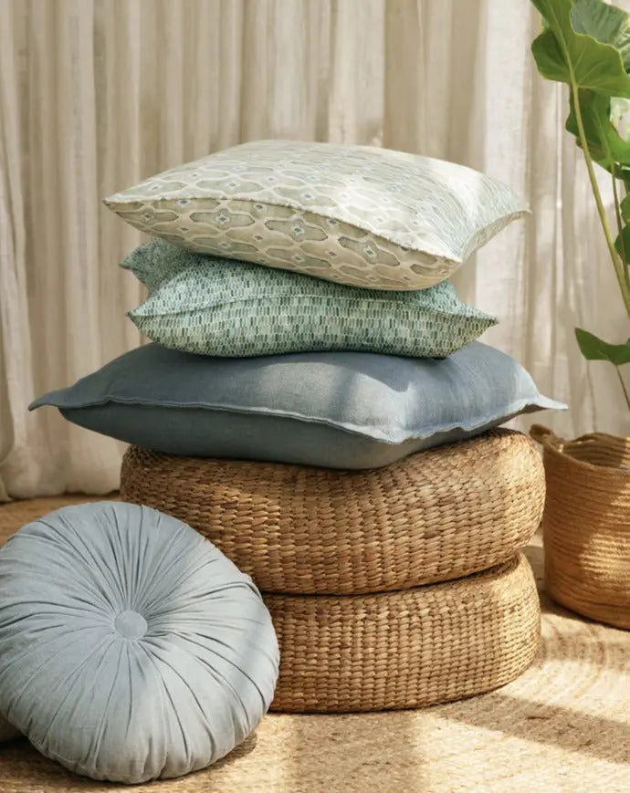 Mosaic Sage Oblong Linen Cushion Cover SanctuaryLiving