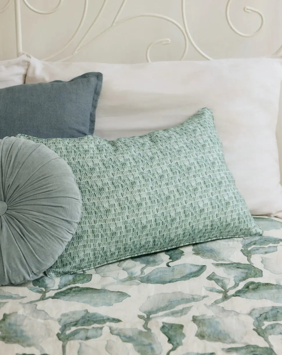 Cascade Teal Linen Bedspread SanctuaryLiving