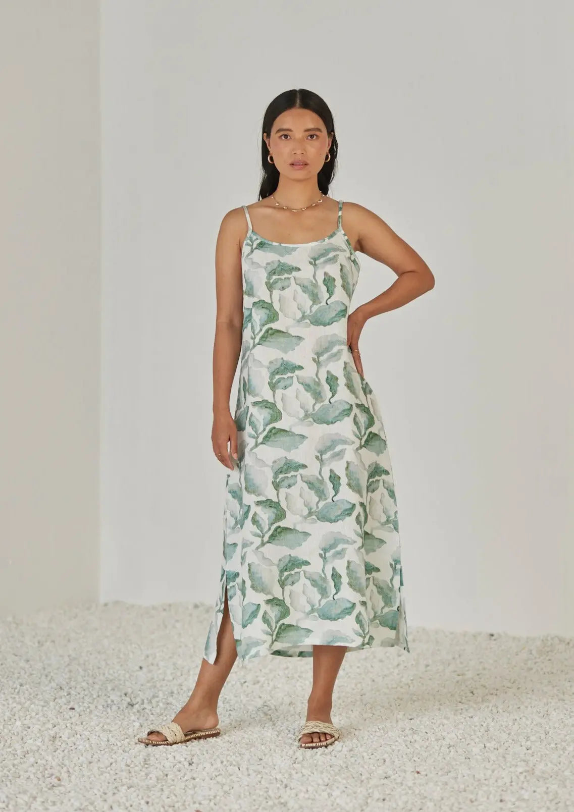 Iris Cascade Teal Slip Dress SanctuaryLiving