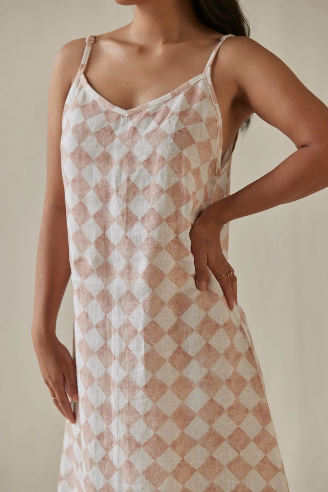 Iris Check Blush Slip Dress SanctuaryLiving