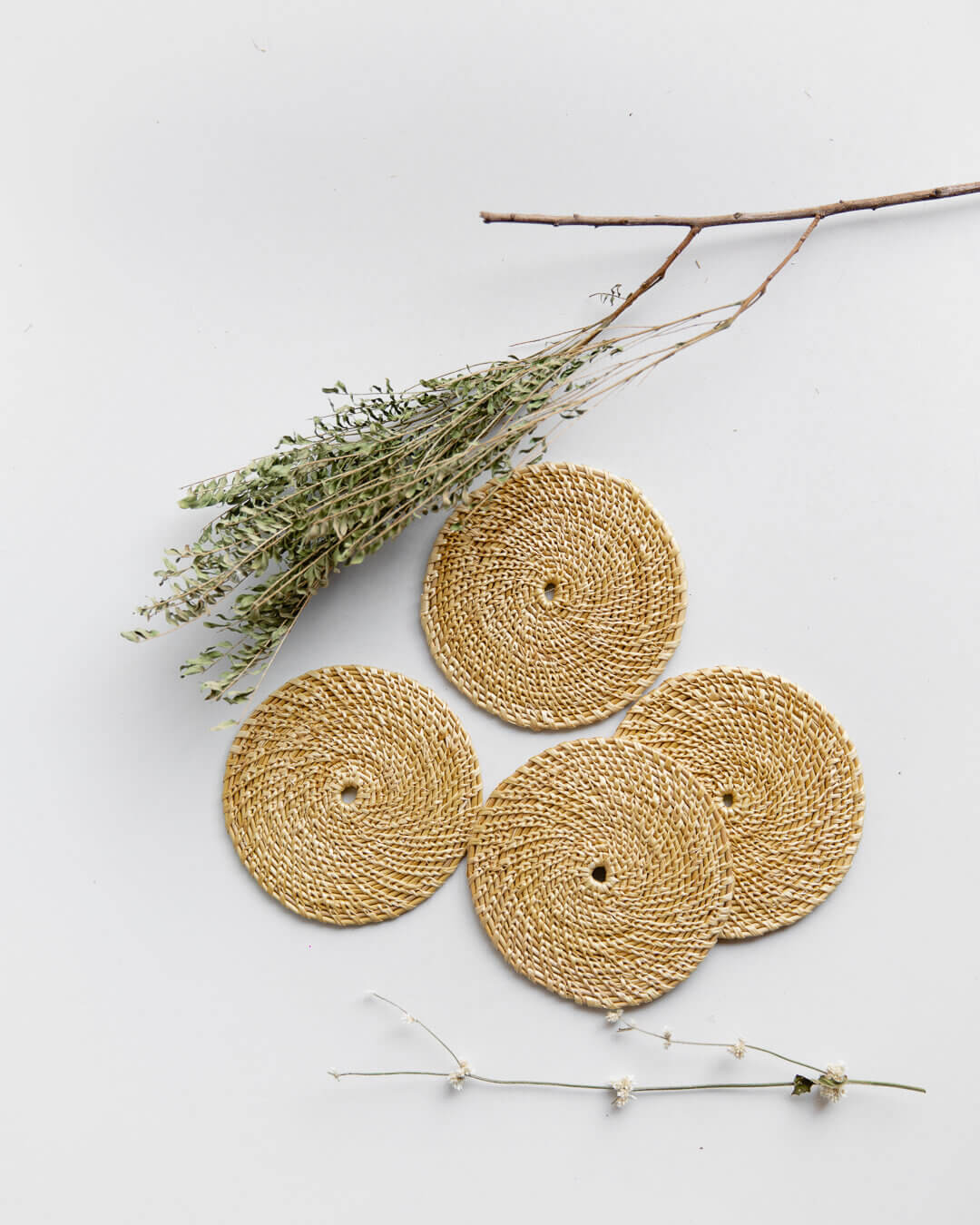 Grass Coasters & Placemat Set-Set of 4