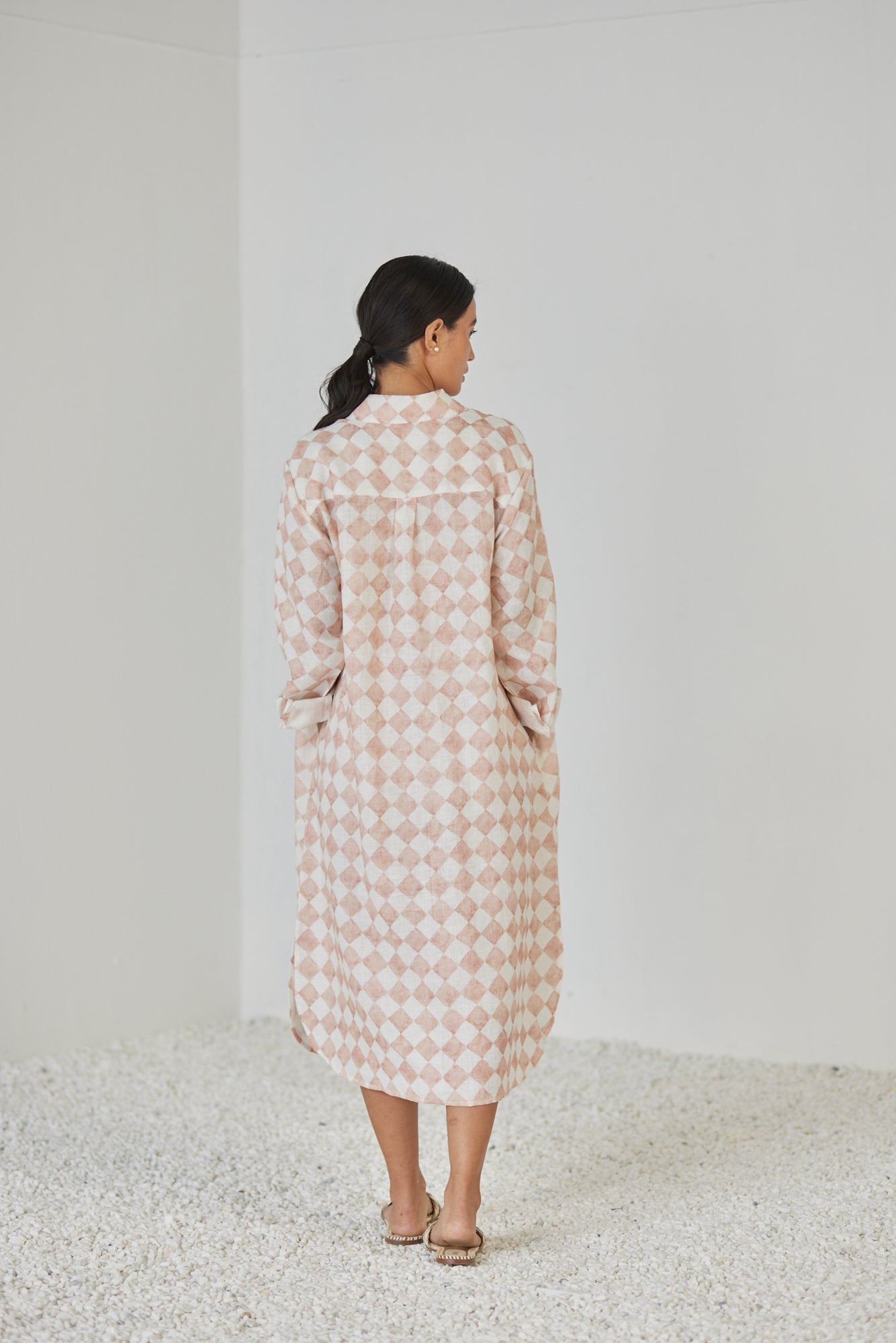 Magnolia Check Blush Shirt Dress