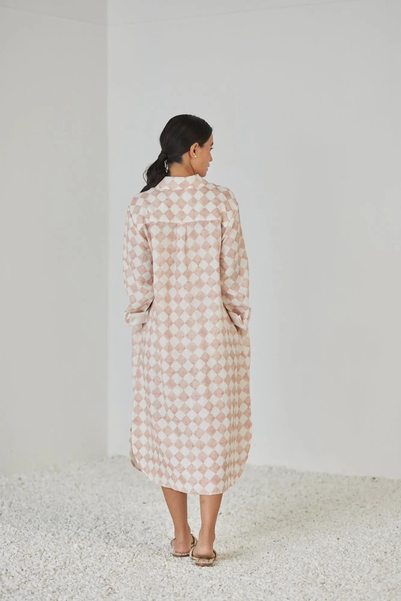 Magnolia Check Blush Shirt Dress SanctuaryLiving