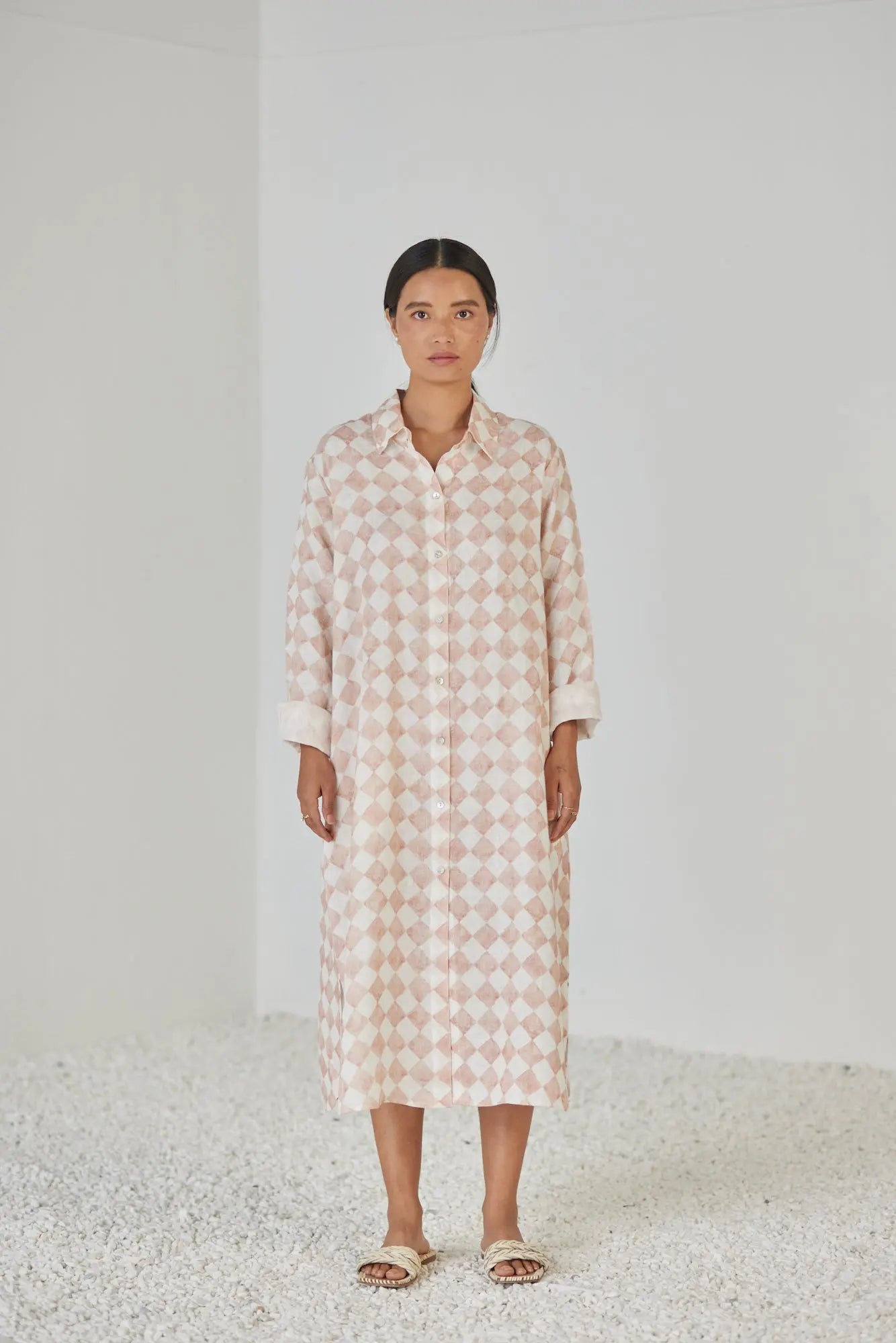 Magnolia Check Blush Shirt Dress SanctuaryLiving