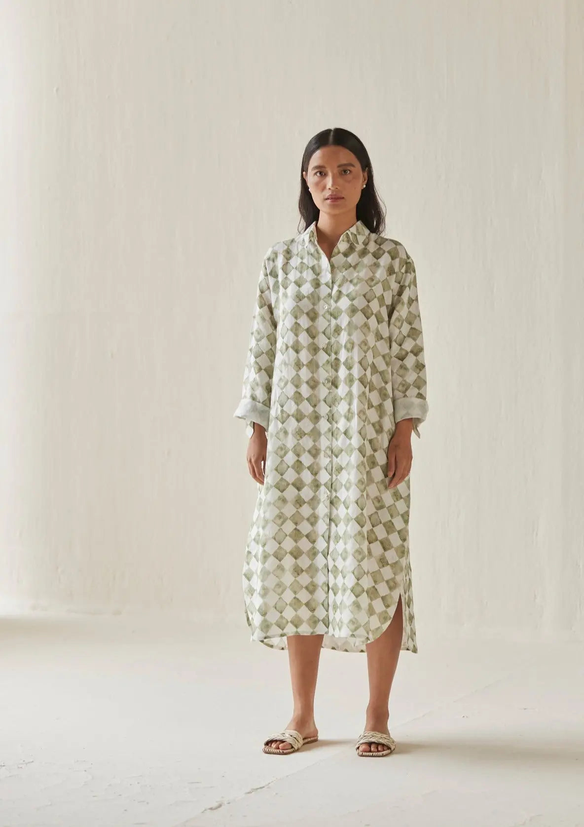 Magnolia Check Green Shirt Dress SanctuaryLiving