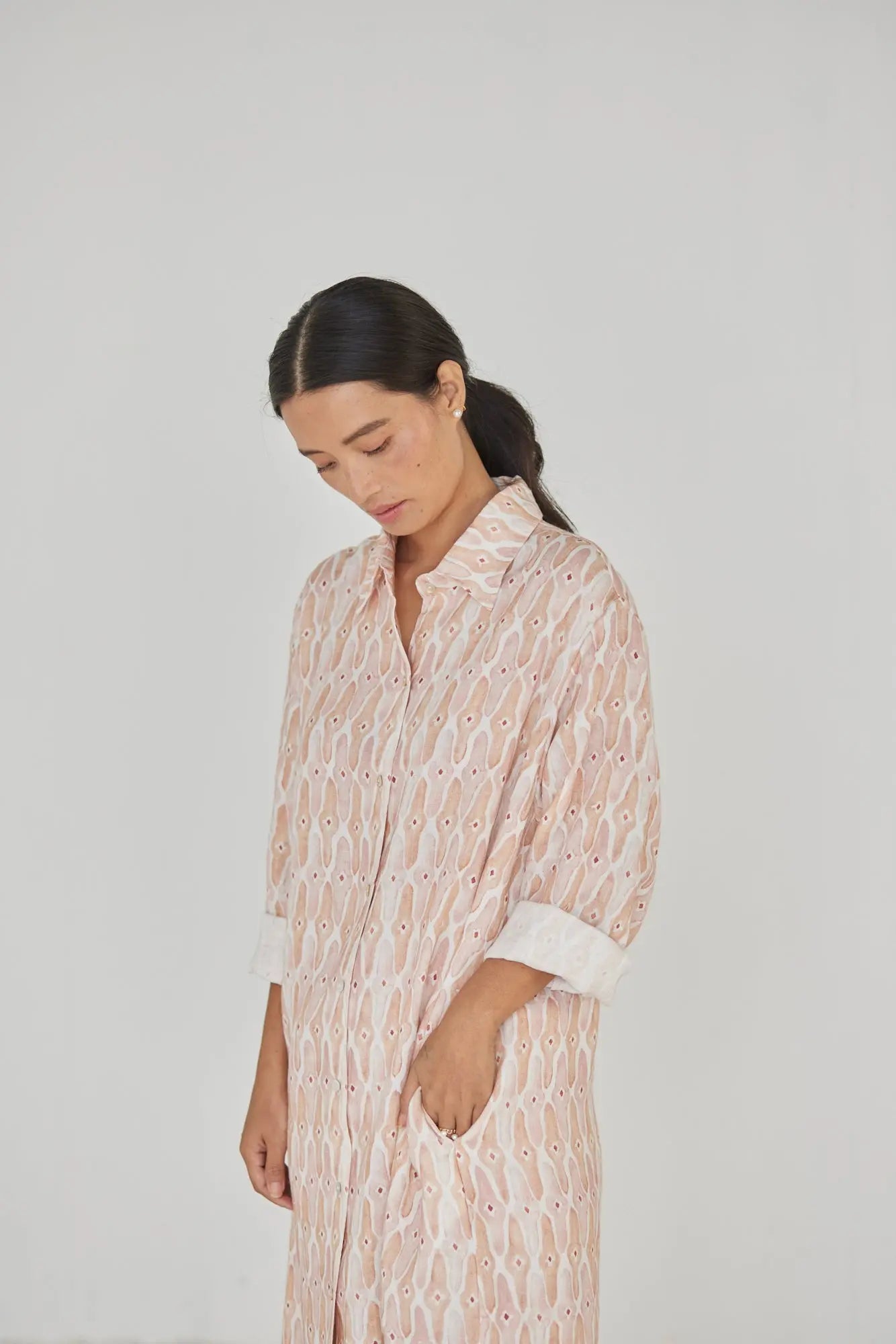 Magnolia Mosaic Blush Shirt Dress SanctuaryLiving
