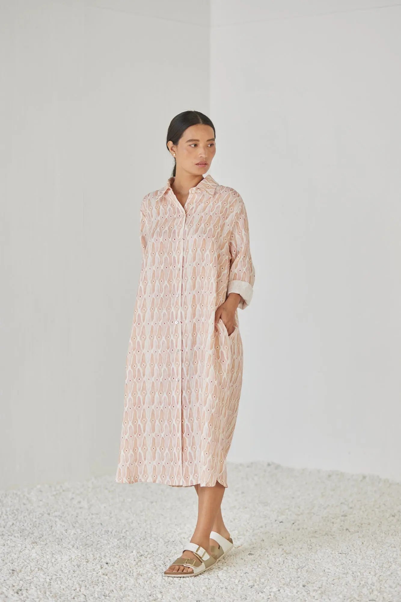 Magnolia Mosaic Blush Shirt Dress SanctuaryLiving
