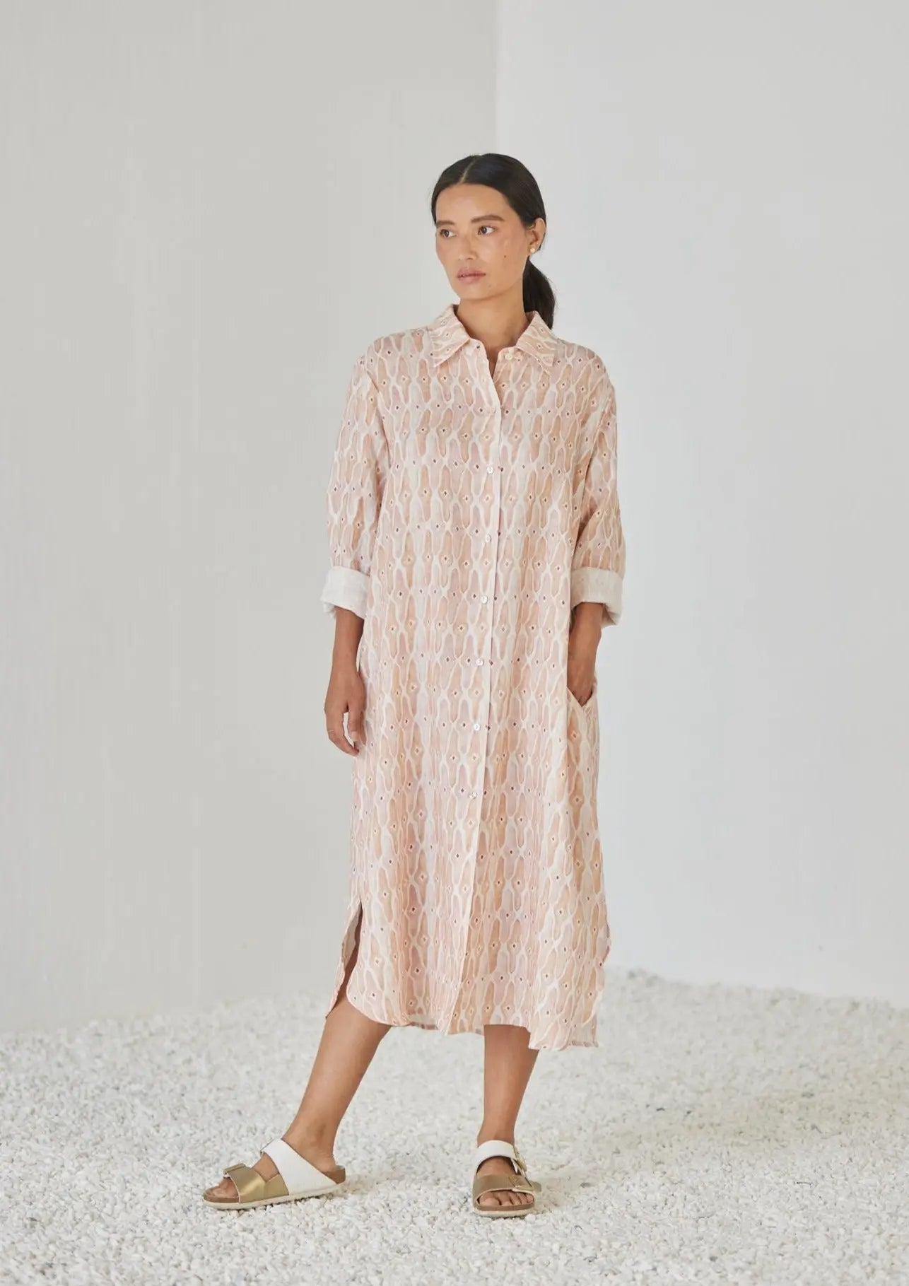 Magnolia Mosaic Blush Shirt Dress SanctuaryLiving