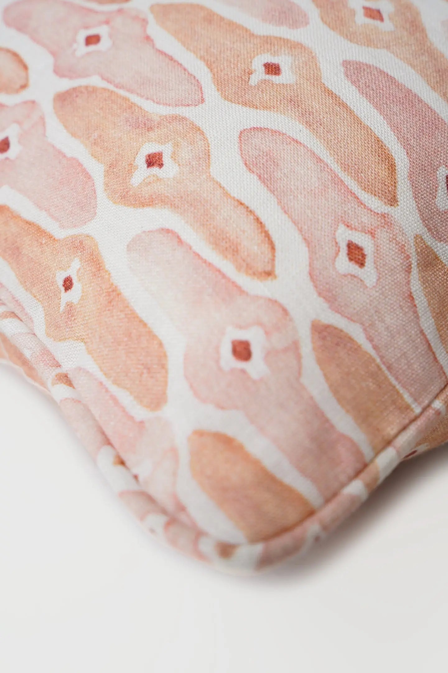 Mosaic Blush Lumbar Linen Cushion Cover SanctuaryLiving