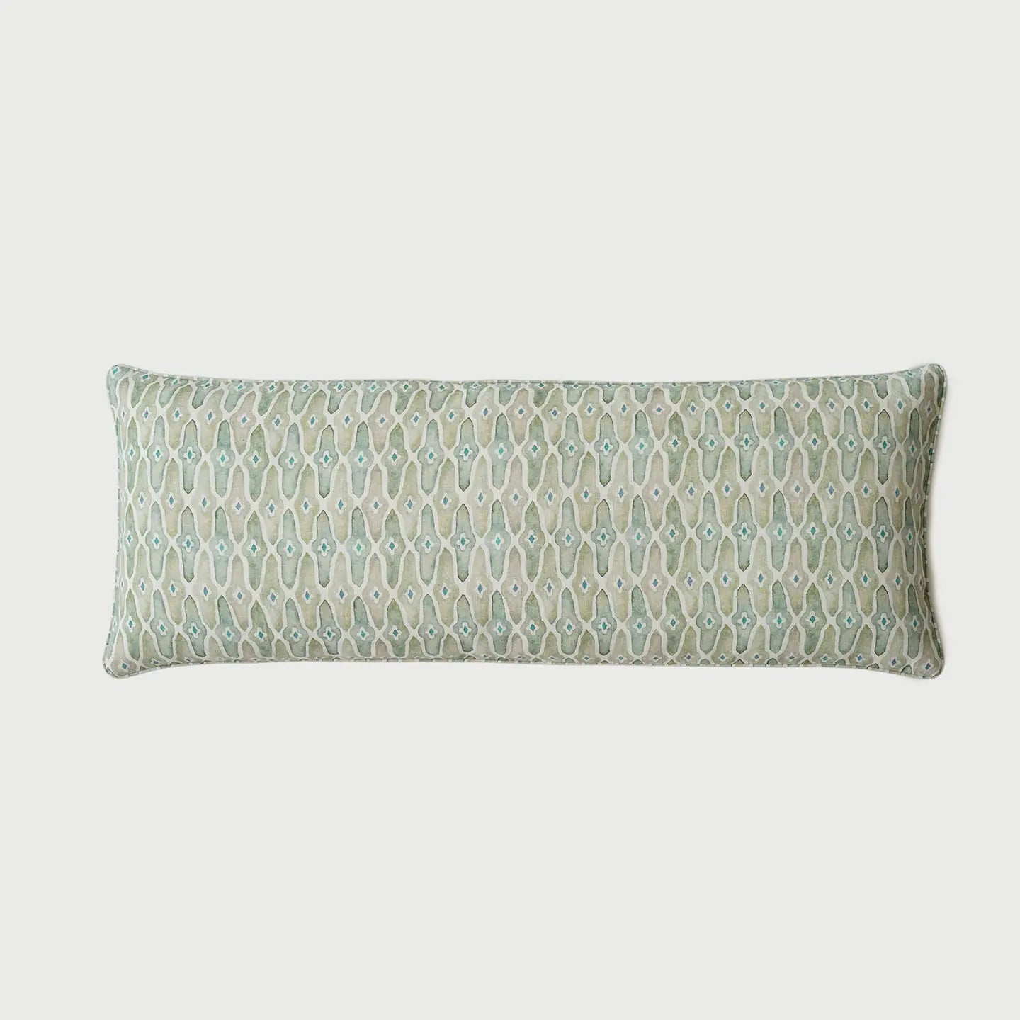 Mosaic Sage Lumbar Linen Cushion Cover SanctuaryLiving