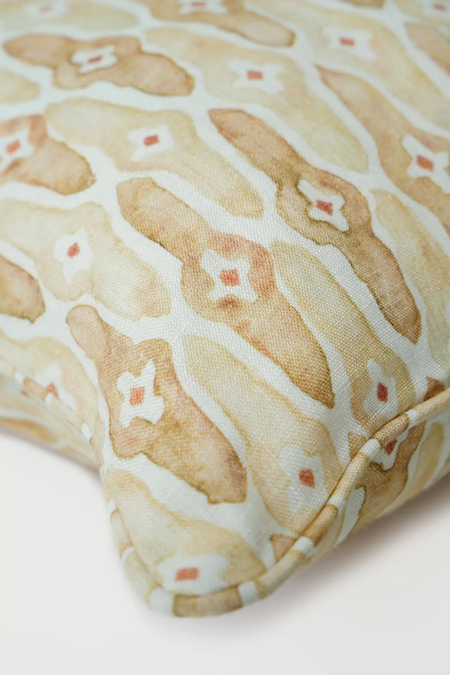 Mosaic Sand Lumbar Linen Cushion Cover SanctuaryLiving