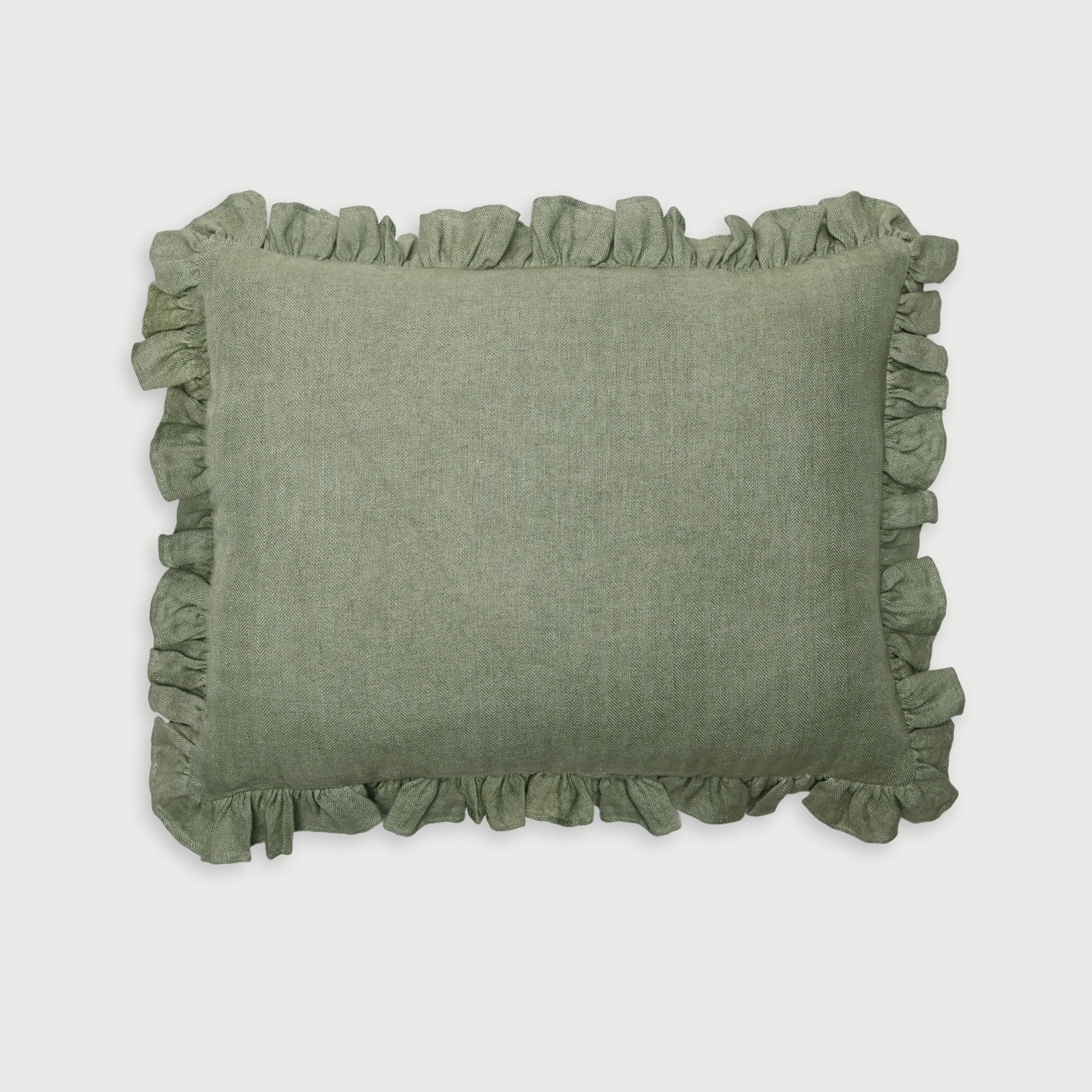 Linen Ruffle Eucalyptus Pillow Cover SanctuaryLiving