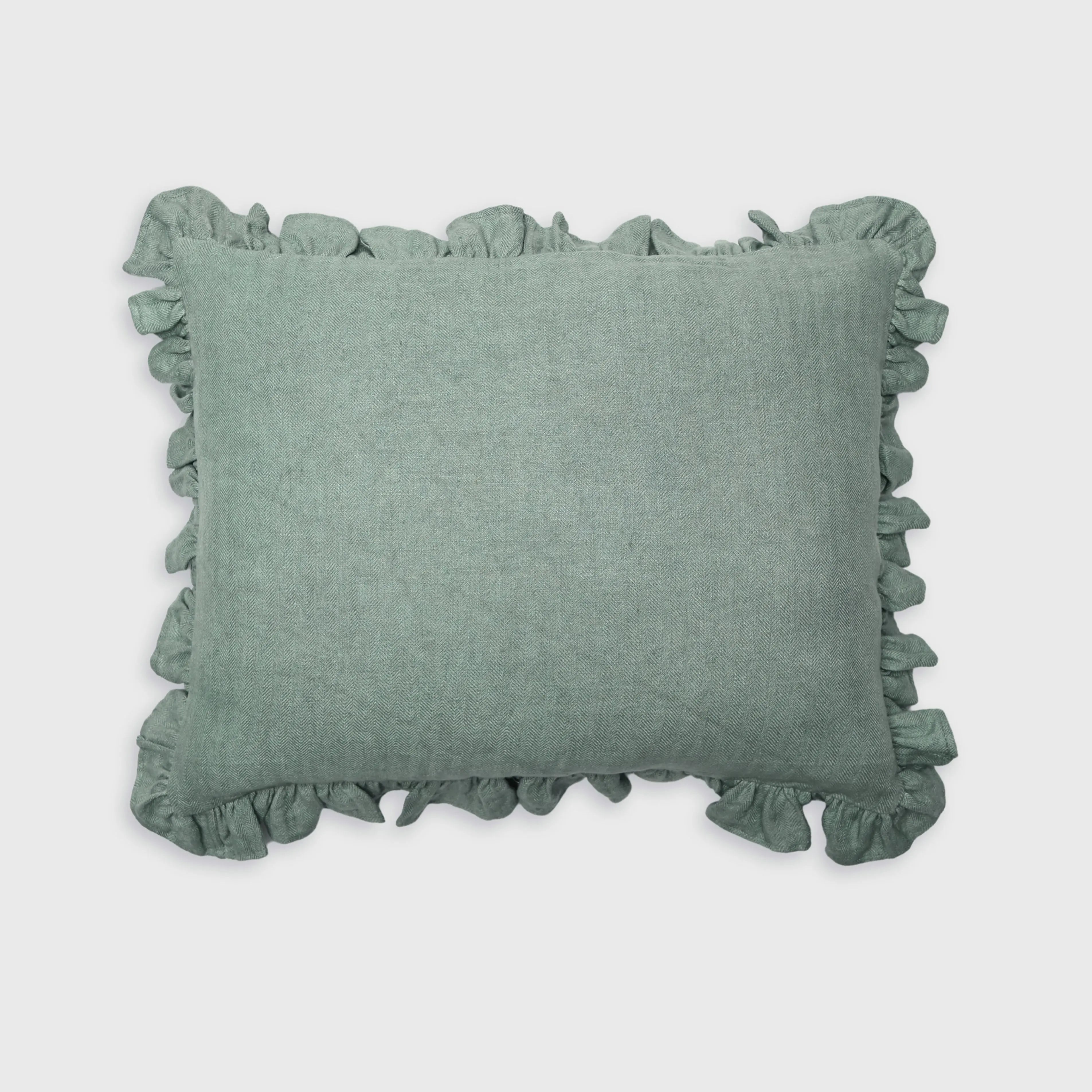 Linen Ruffle Duck Egg Pillow Cover SanctuaryLiving