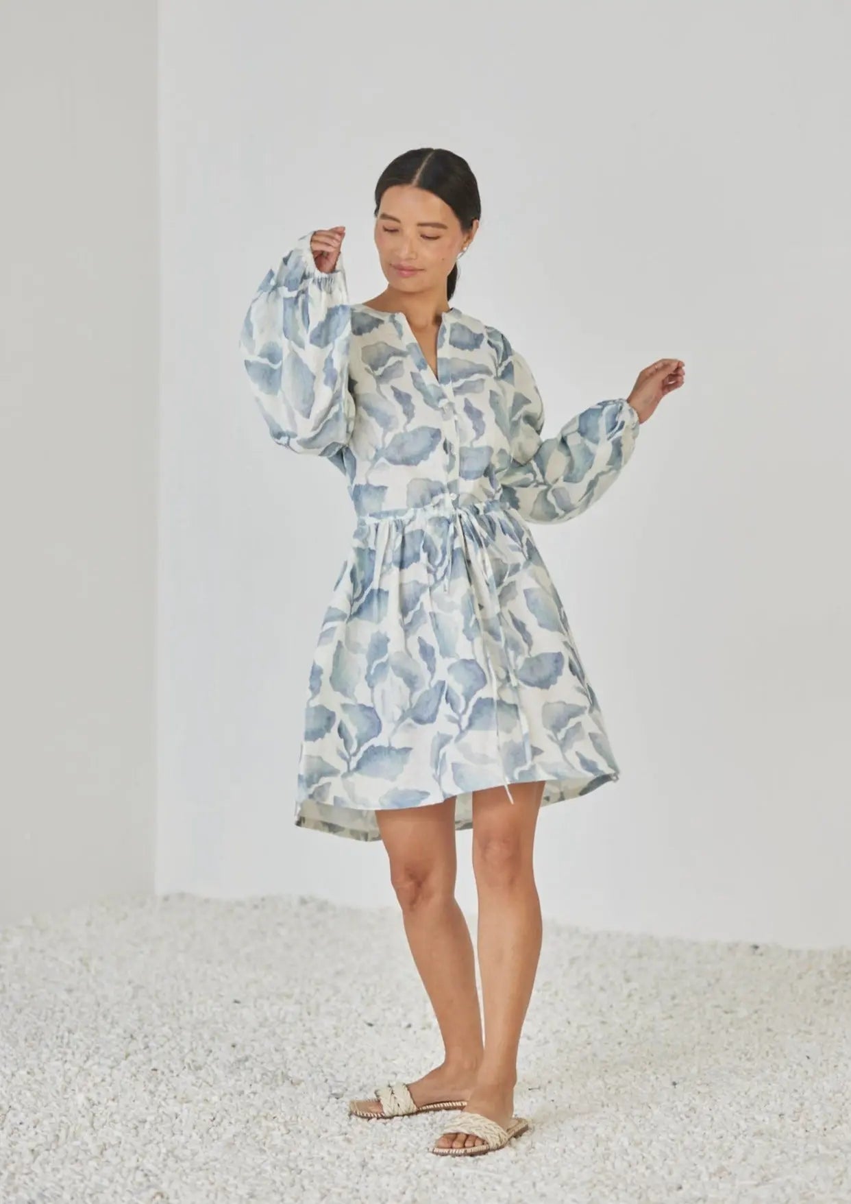 Peony Cascade Blue Dress SanctuaryLiving