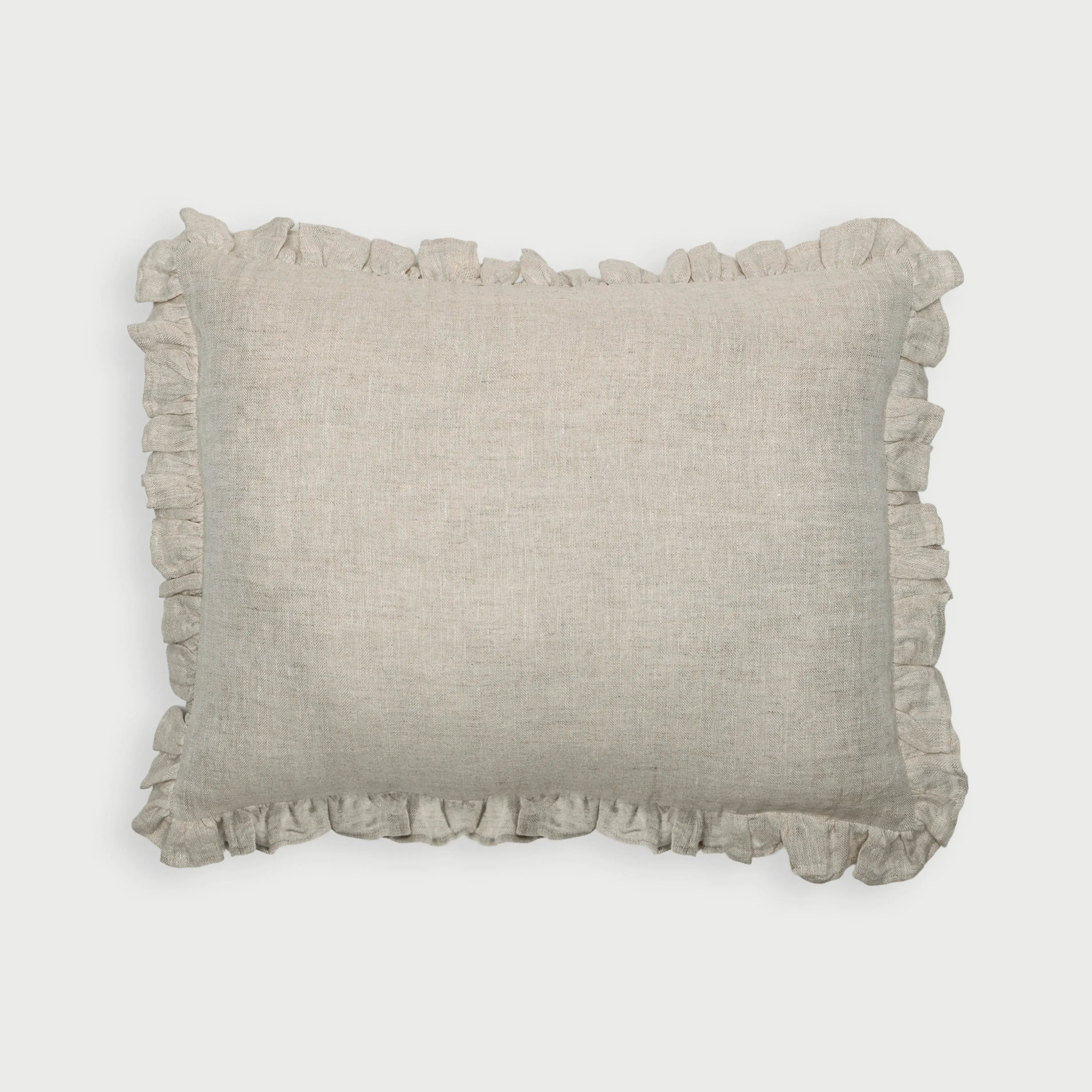 Linen Ruffle Oatmeal Pillow Cover SanctuaryLiving
