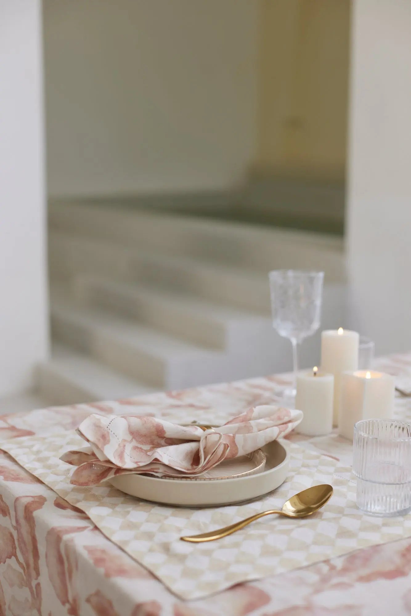 Cascade Blush Linen Table Cover SanctuaryLiving