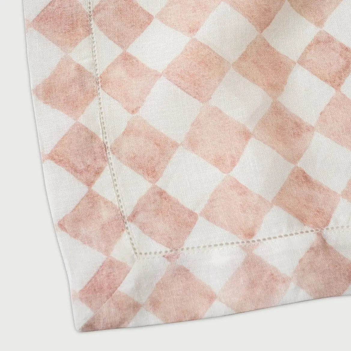 Checker Blush Linen Table Cover SanctuaryLiving