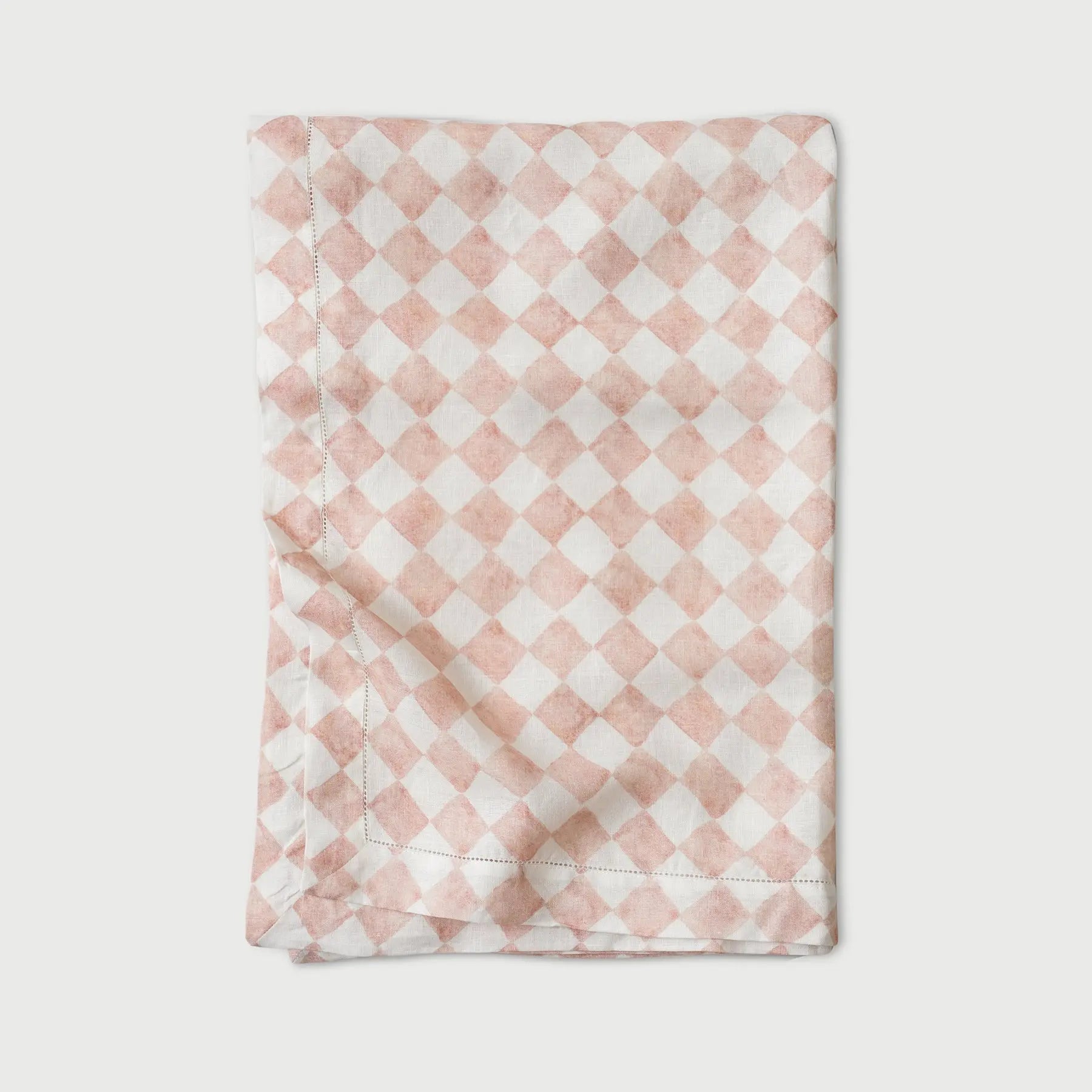 Checker Blush Linen Table Cover SanctuaryLiving