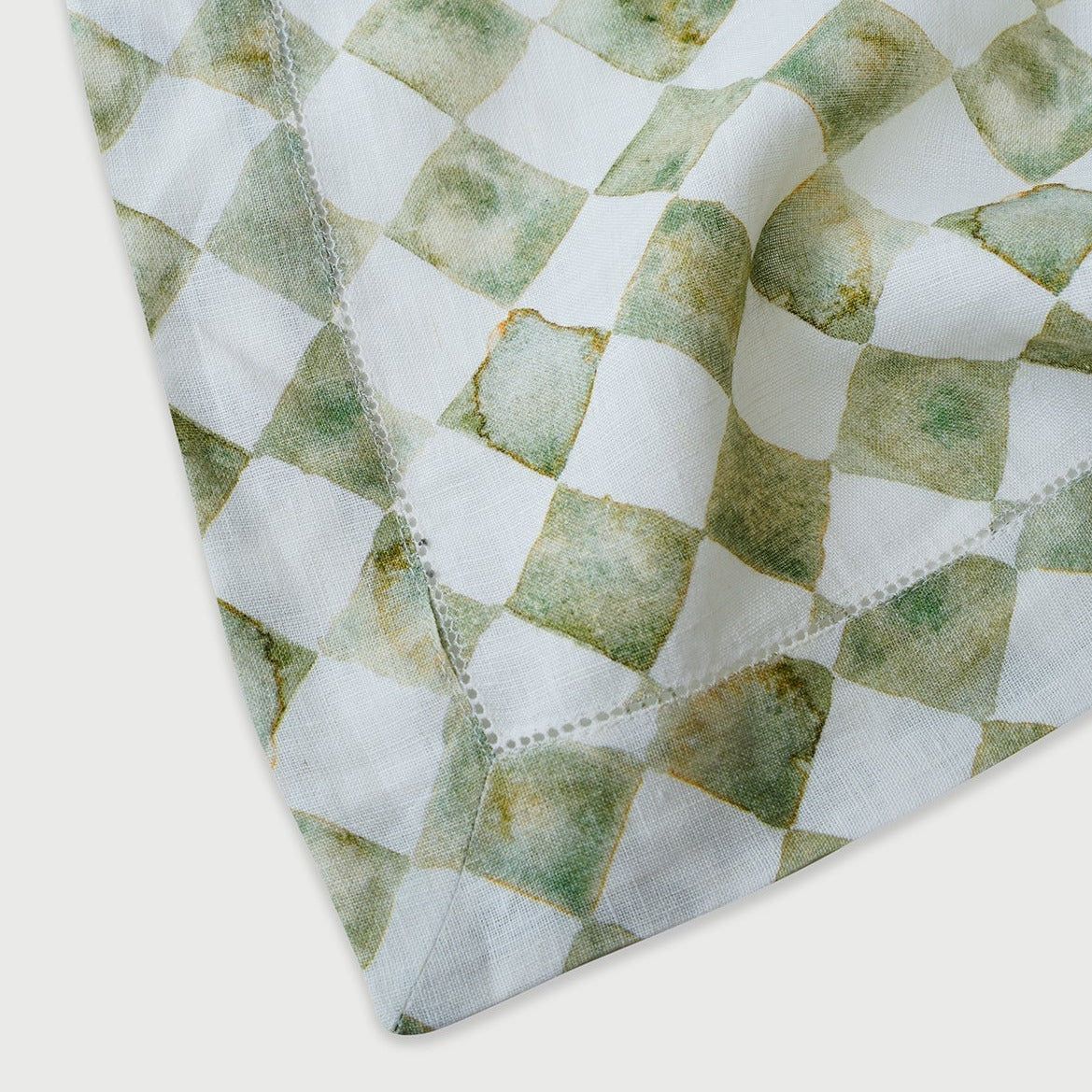 Checker Green Linen Table Cover