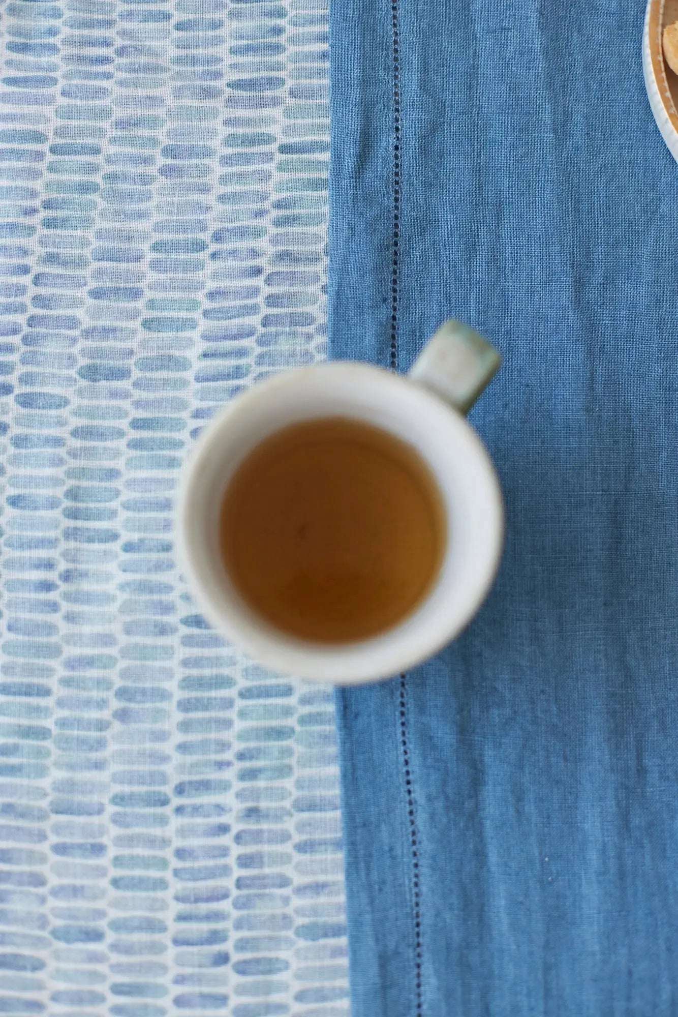 Speckle Blue Linen Table Cover SanctuaryLiving