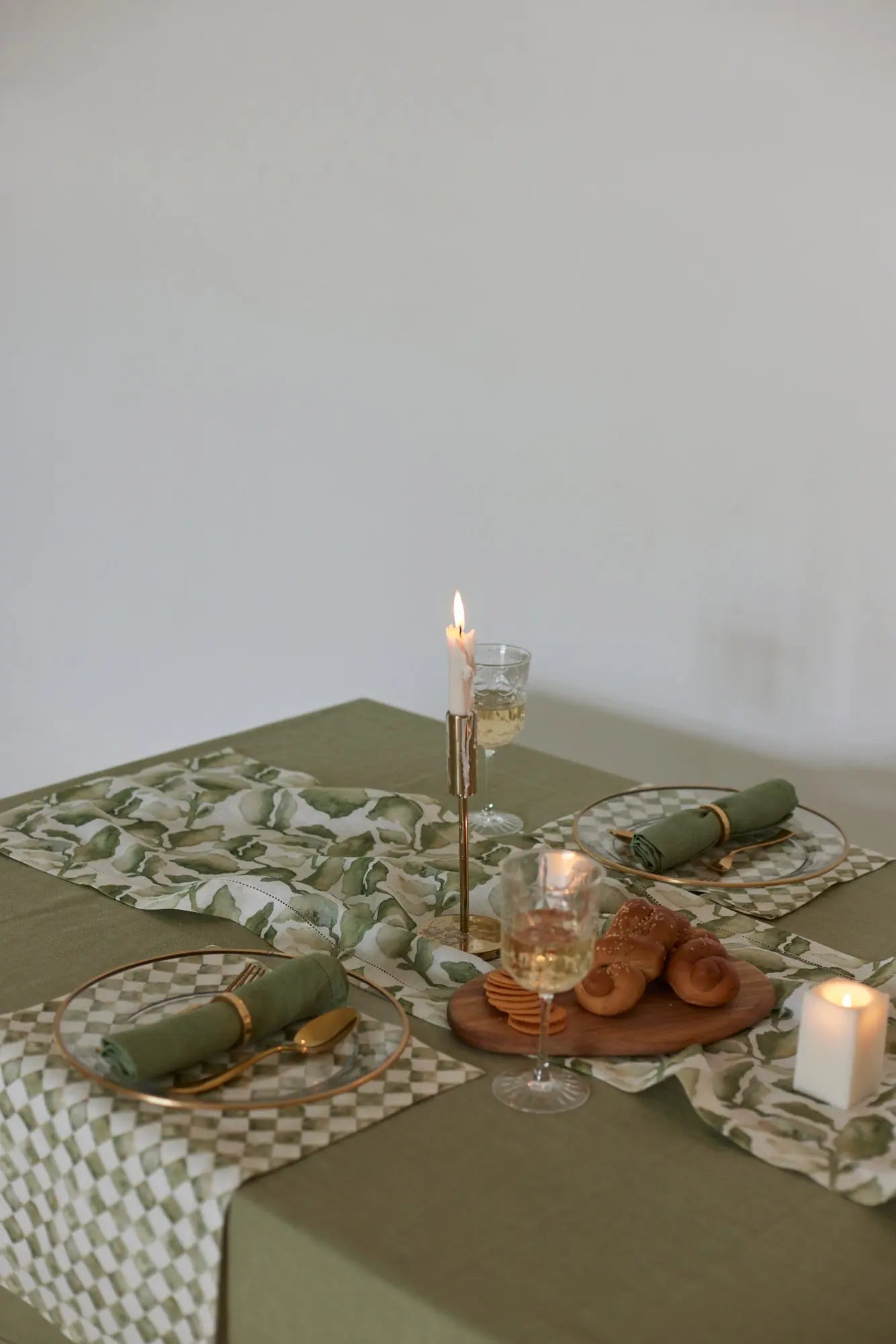 Cascade Green Linen Table Runner SanctuaryLiving