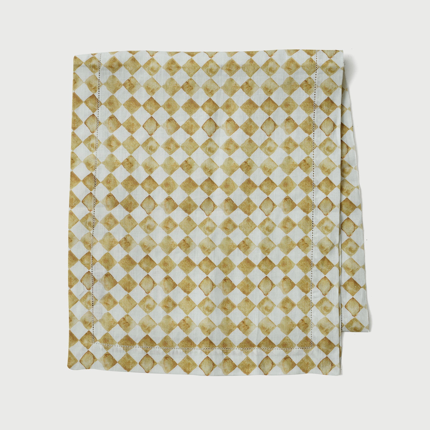 Checker Ochre Linen Table Runner