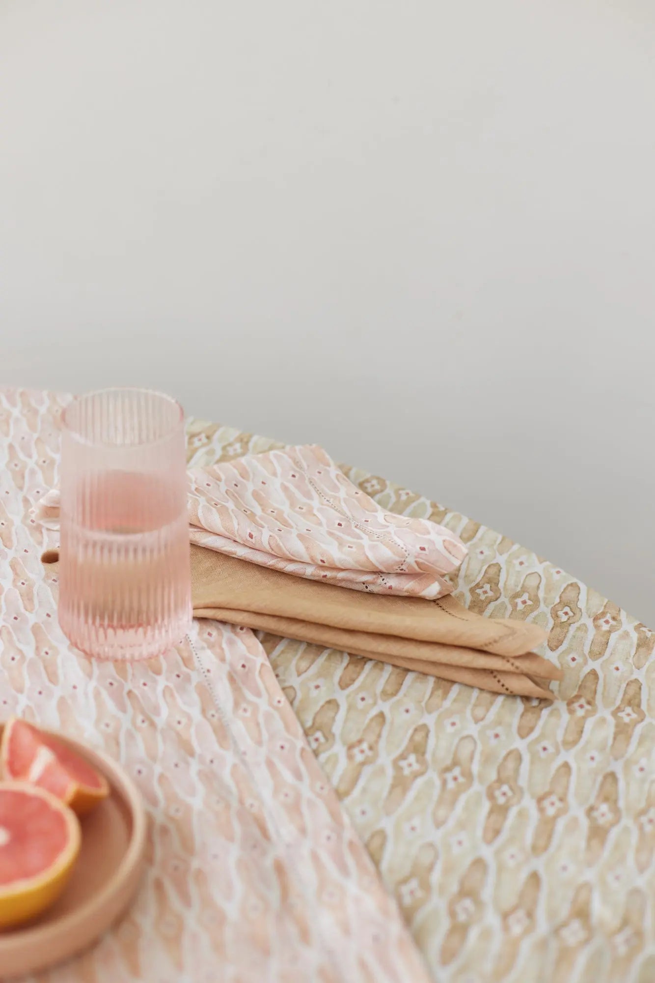 Mosaic Blush Linen Table Runner SanctuaryLiving
