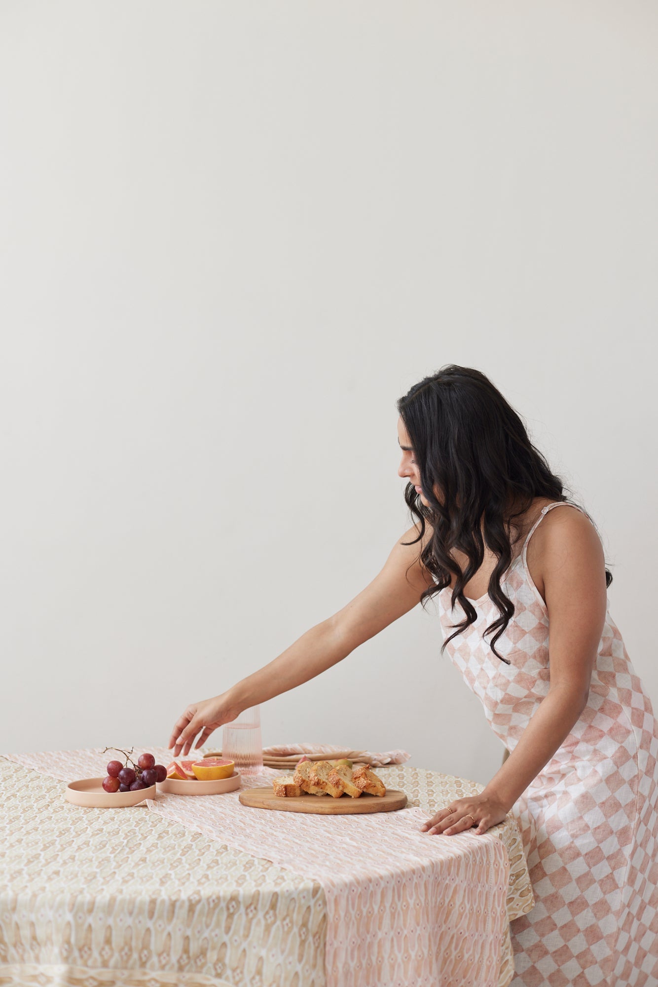 Mosaic Blush Linen Table Runner