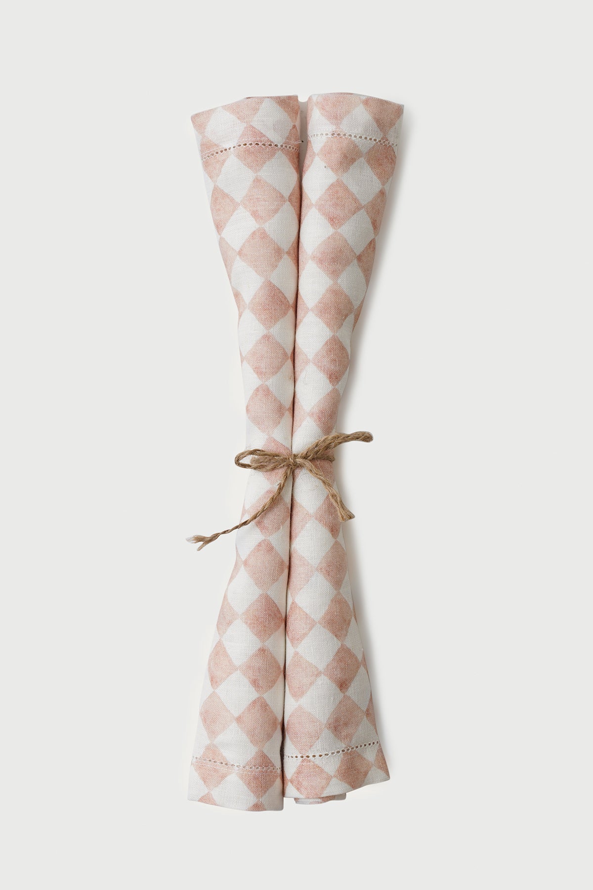 Checker Blush Linen Table Napkins-Set of 2