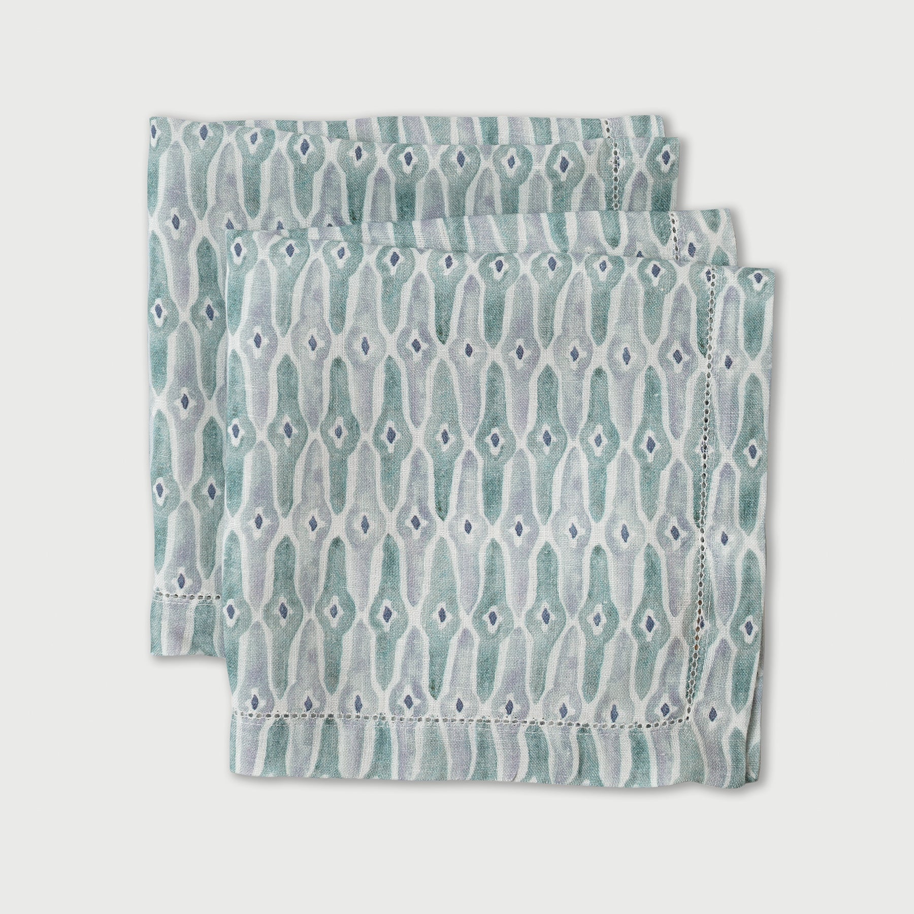 Mosaic Blue Linen Table Napkins-Set of 2