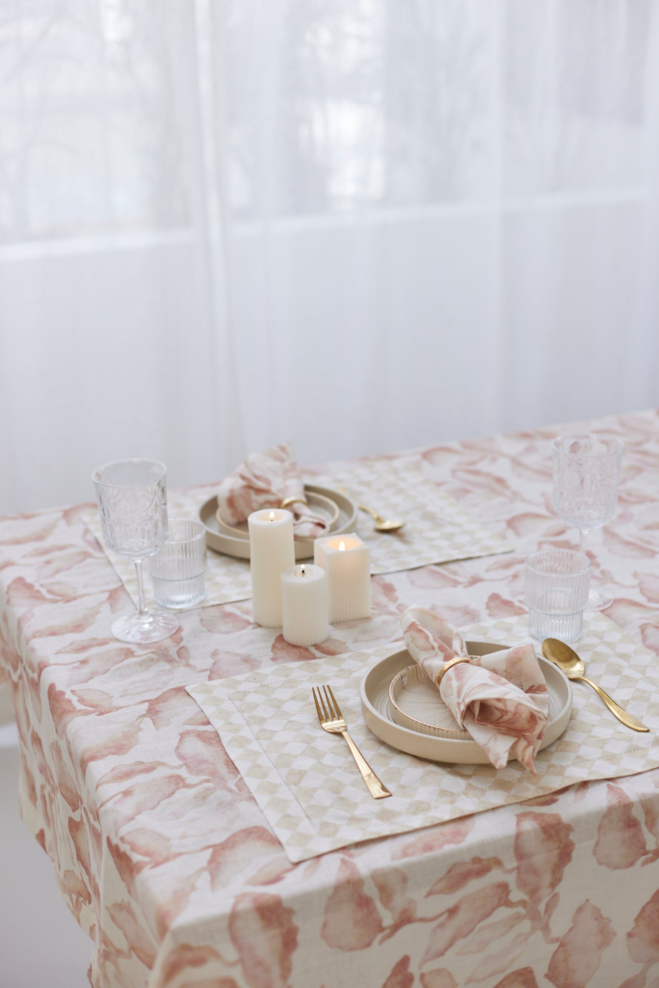 Checker Beige Table Mats-Set of 2