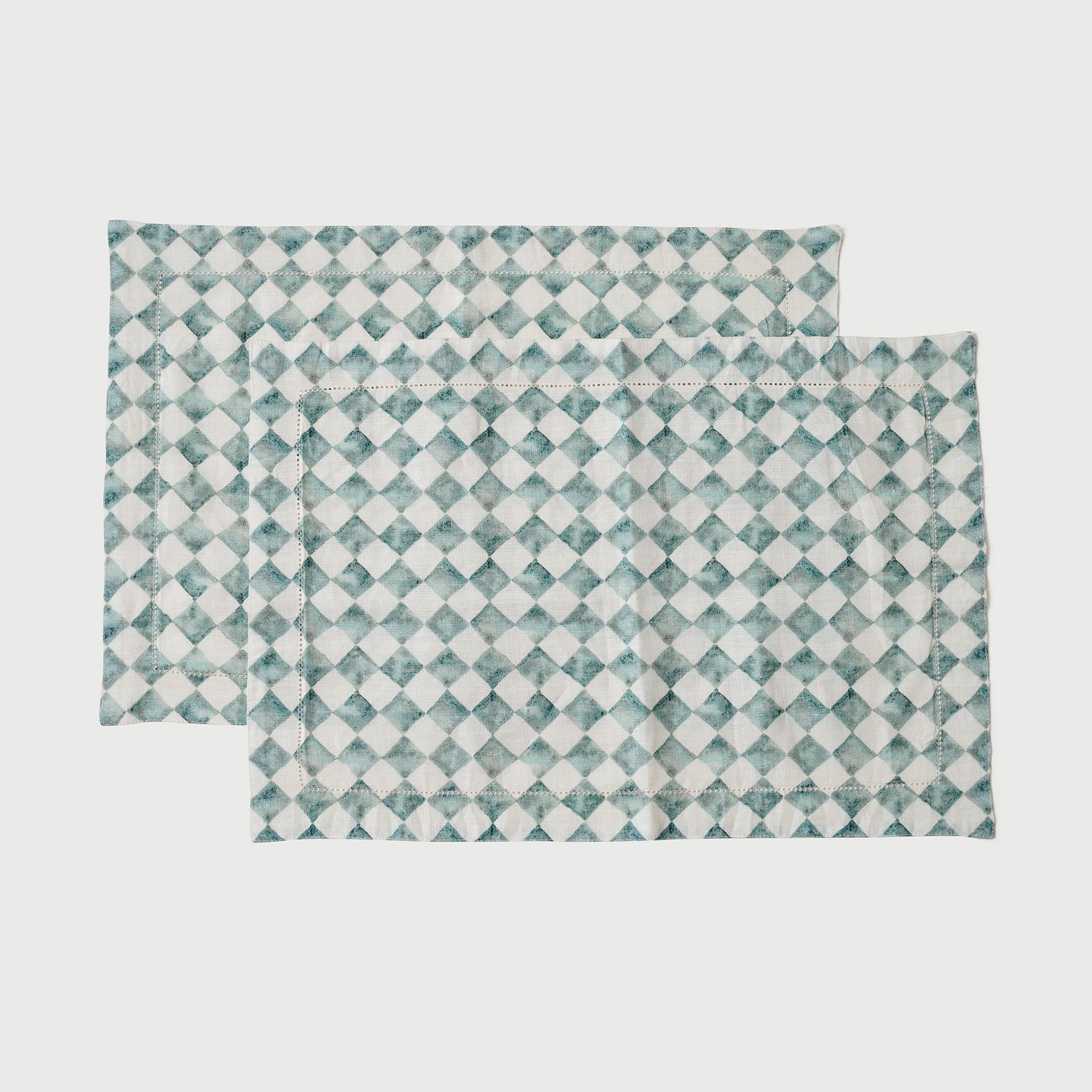 Checker Blue Table Mats-Set of 2