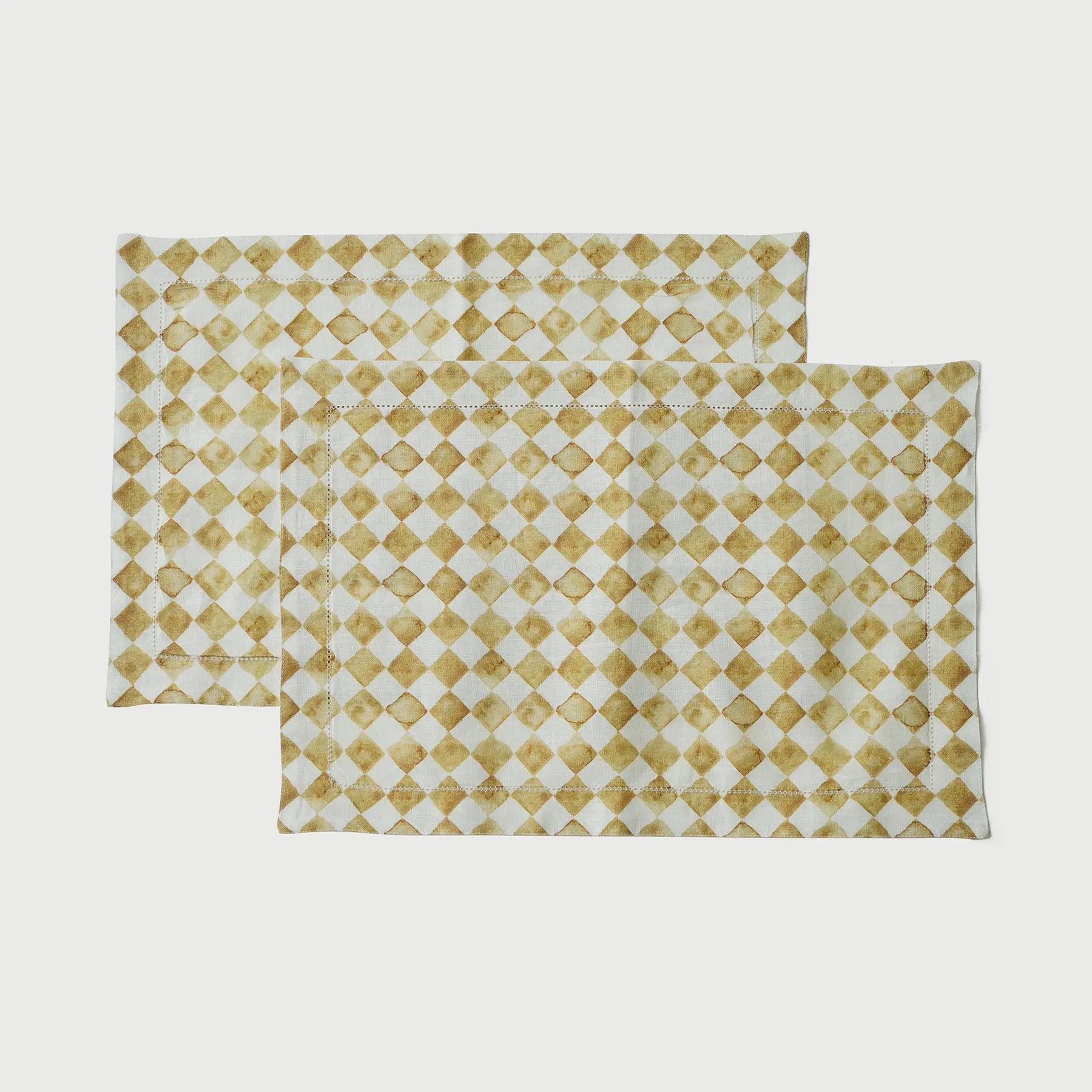 Checker Ochre Table Mats-Set of 2 SanctuaryLiving