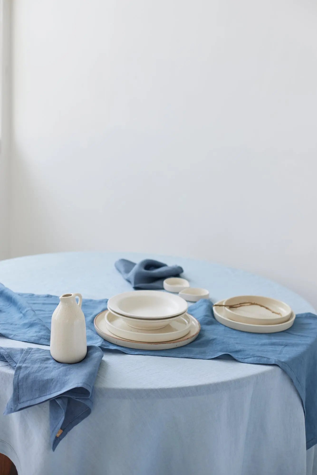 Baby Blue Linen Table Cover SanctuaryLiving