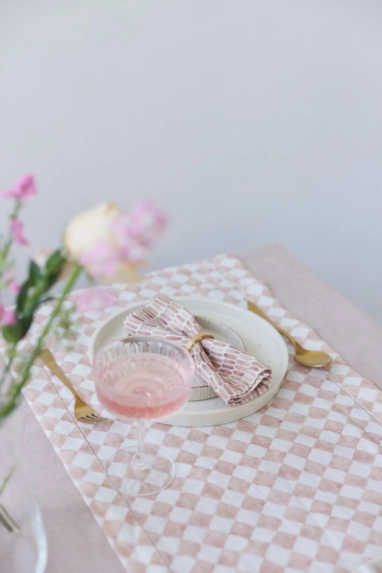 Soft Pink Linen Table Cover SanctuaryLiving