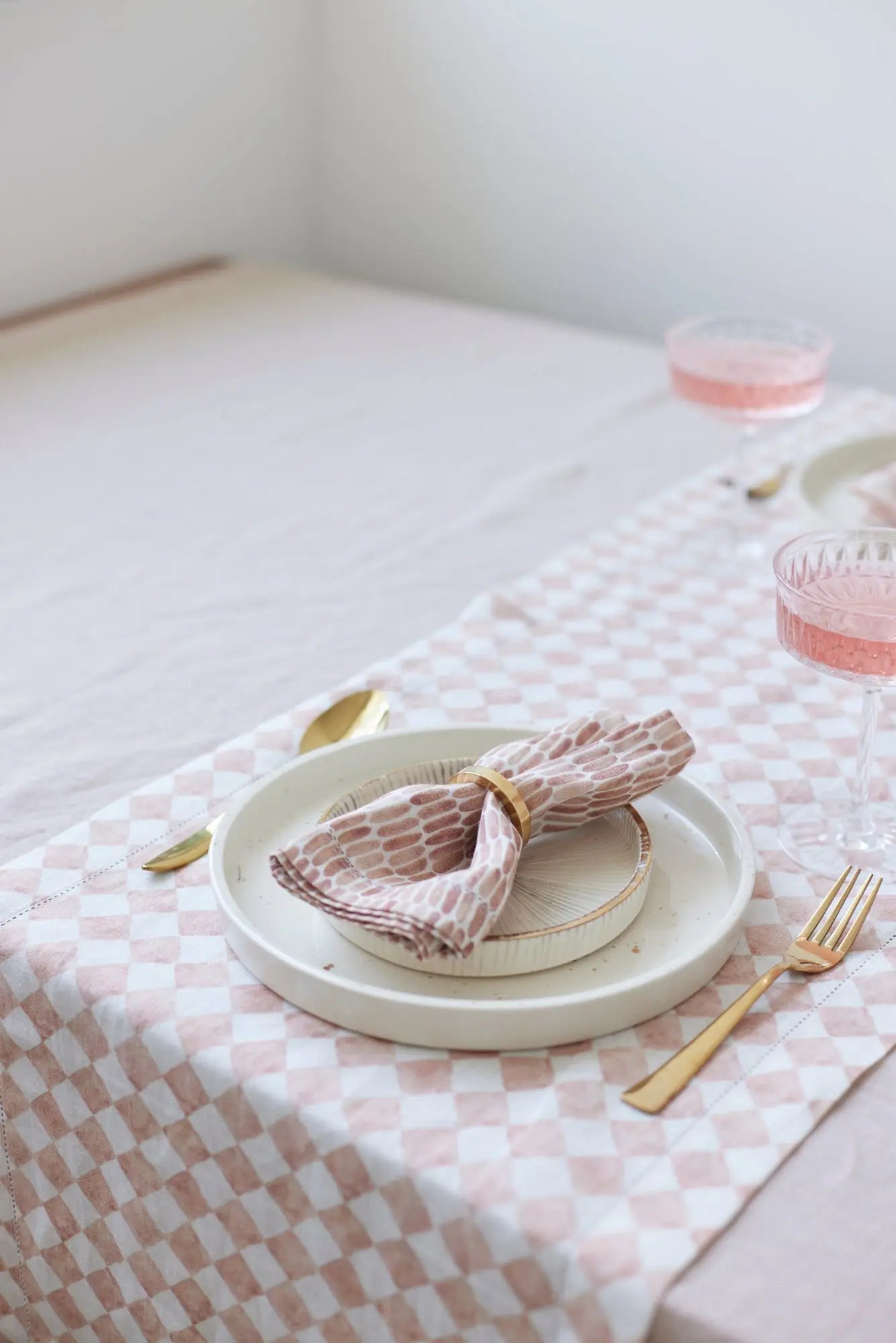 Soft Pink Linen Table Cover SanctuaryLiving