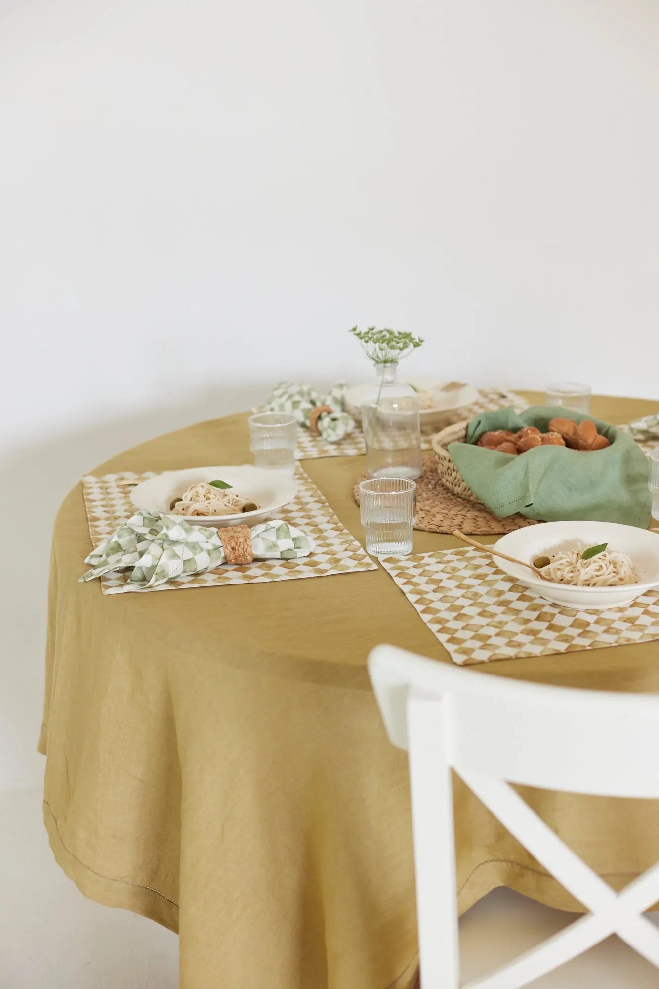Ochre Linen Table Cover SanctuaryLiving
