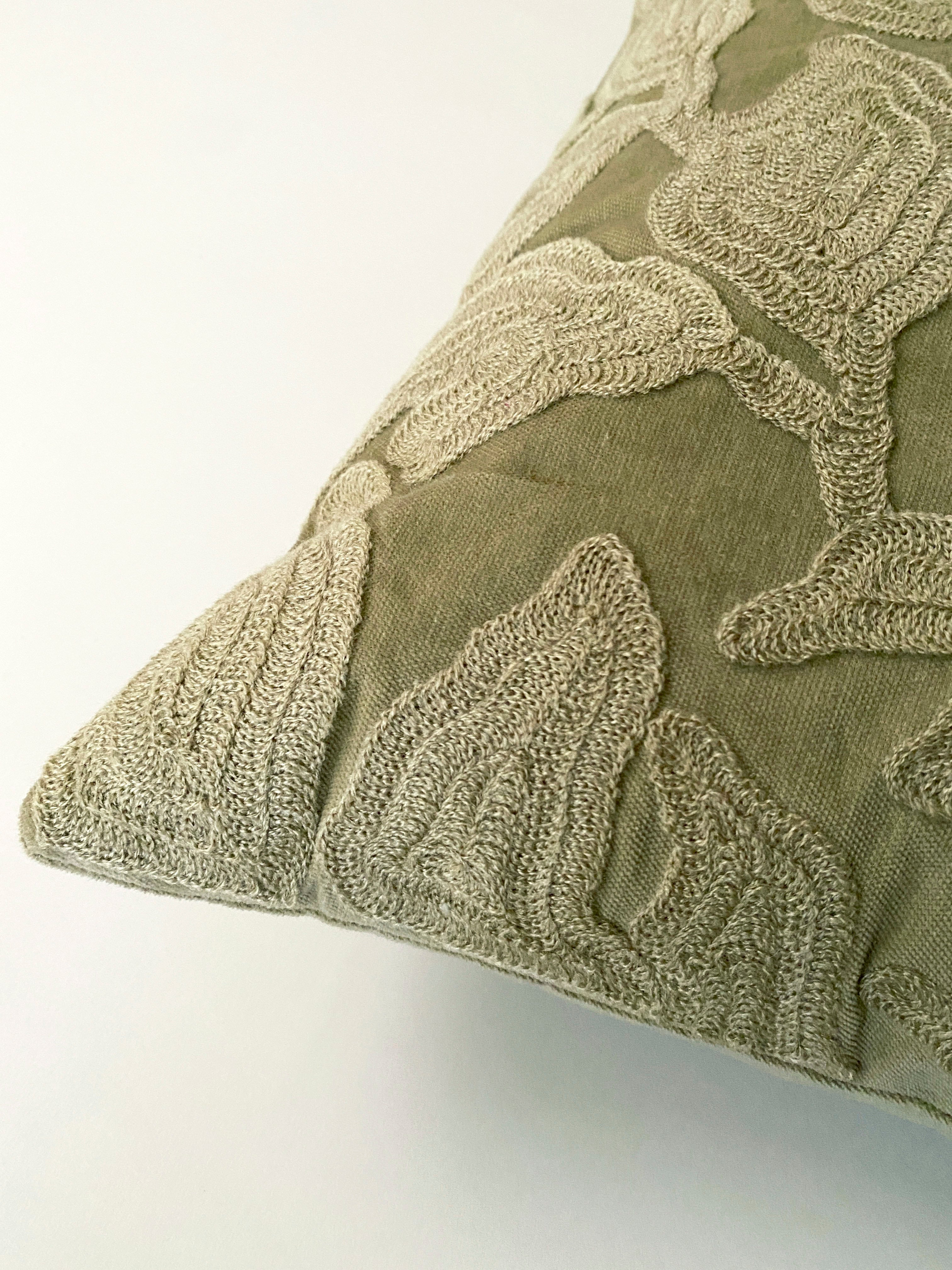 Cascade Embroidered Fern Velvet Cushion Cover