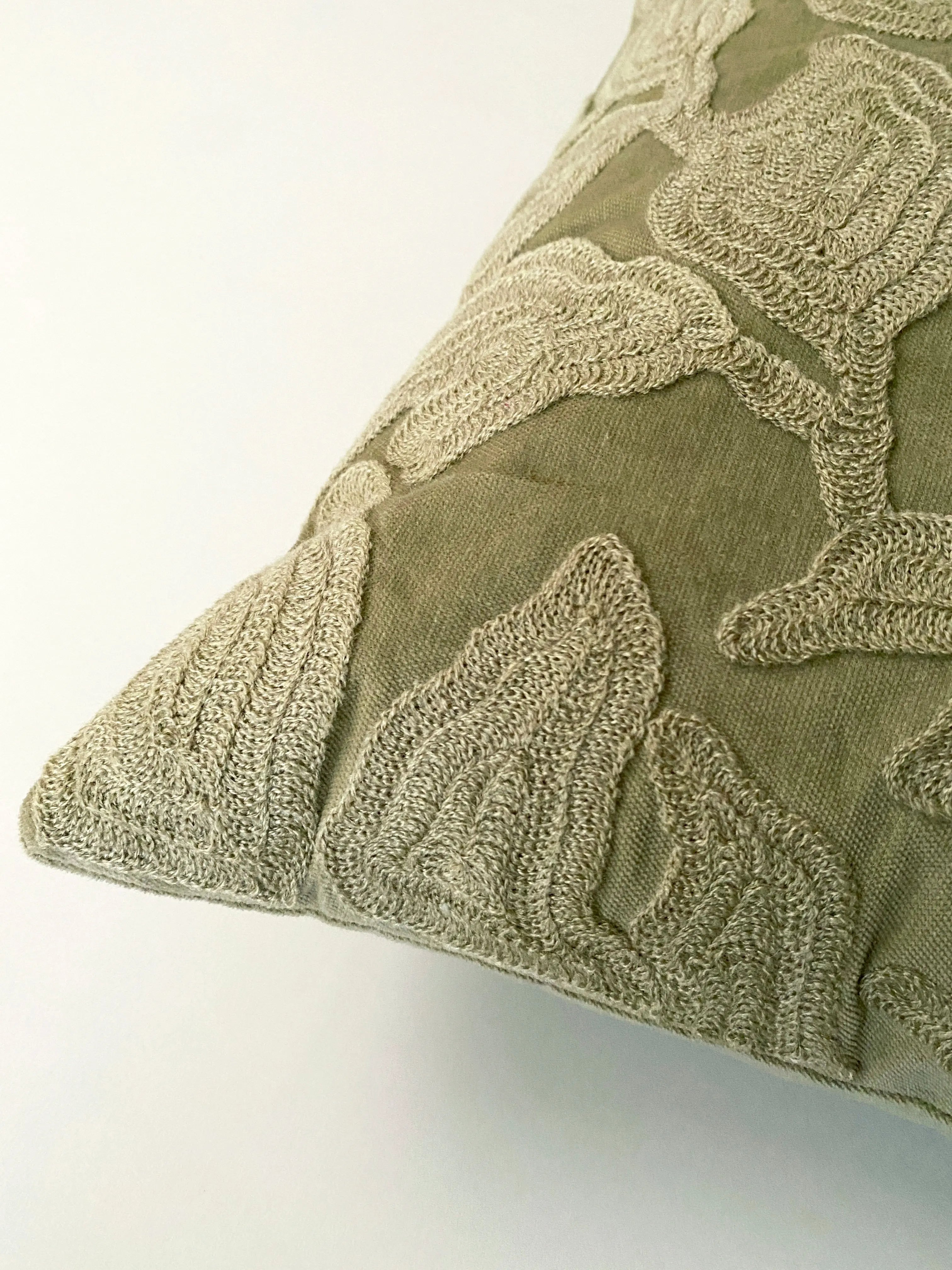 Cascade Embroidered Fern Velvet Cushion Cover SanctuaryLiving