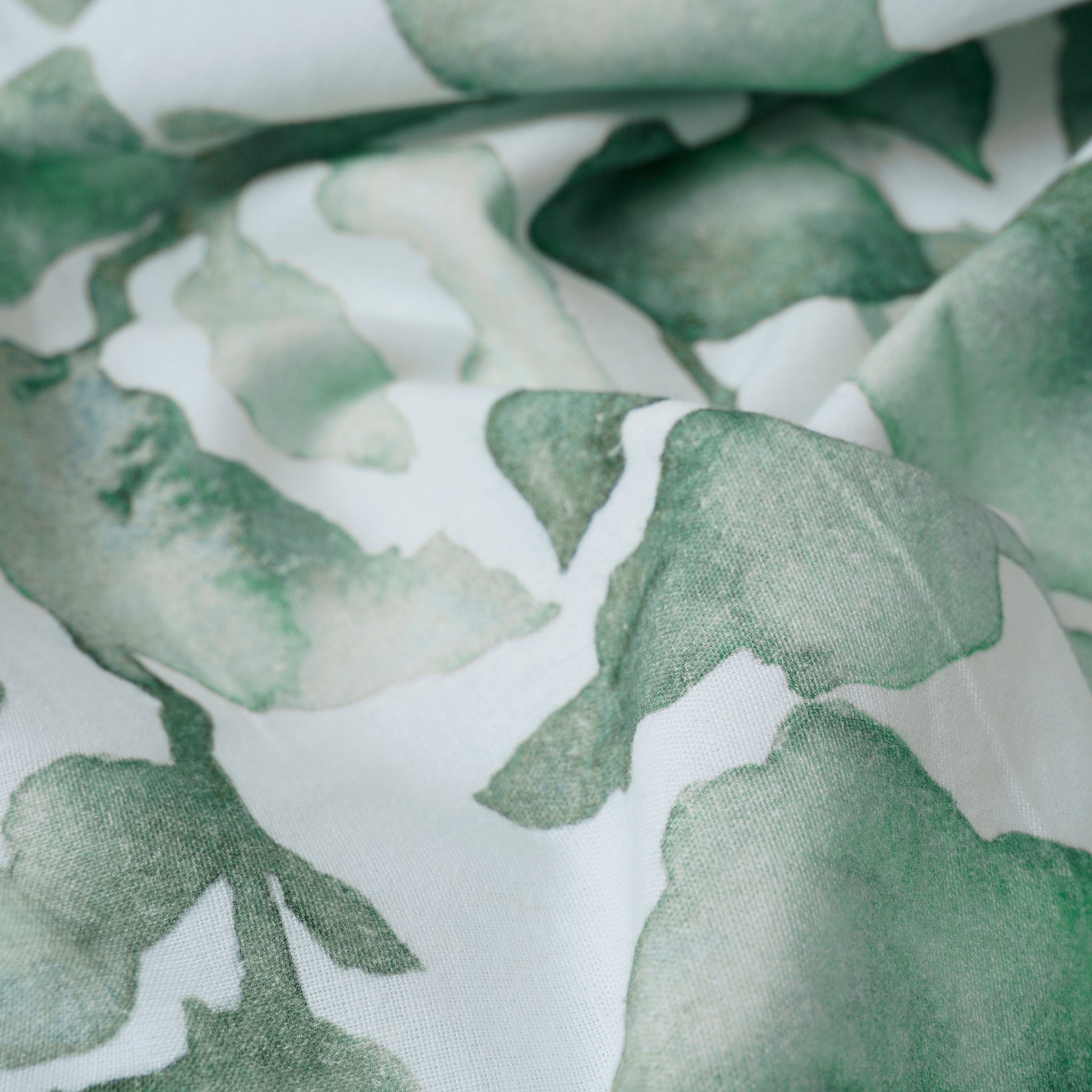 Cascade Green Printed Linen Fabric