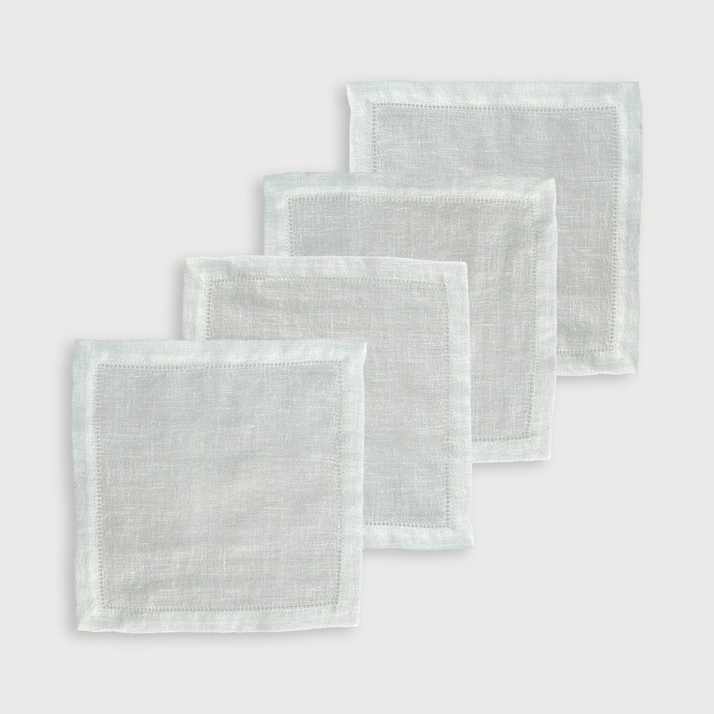 Ivory Herringbone Linen Cocktail Napkins-Set of 4 SanctuaryLiving