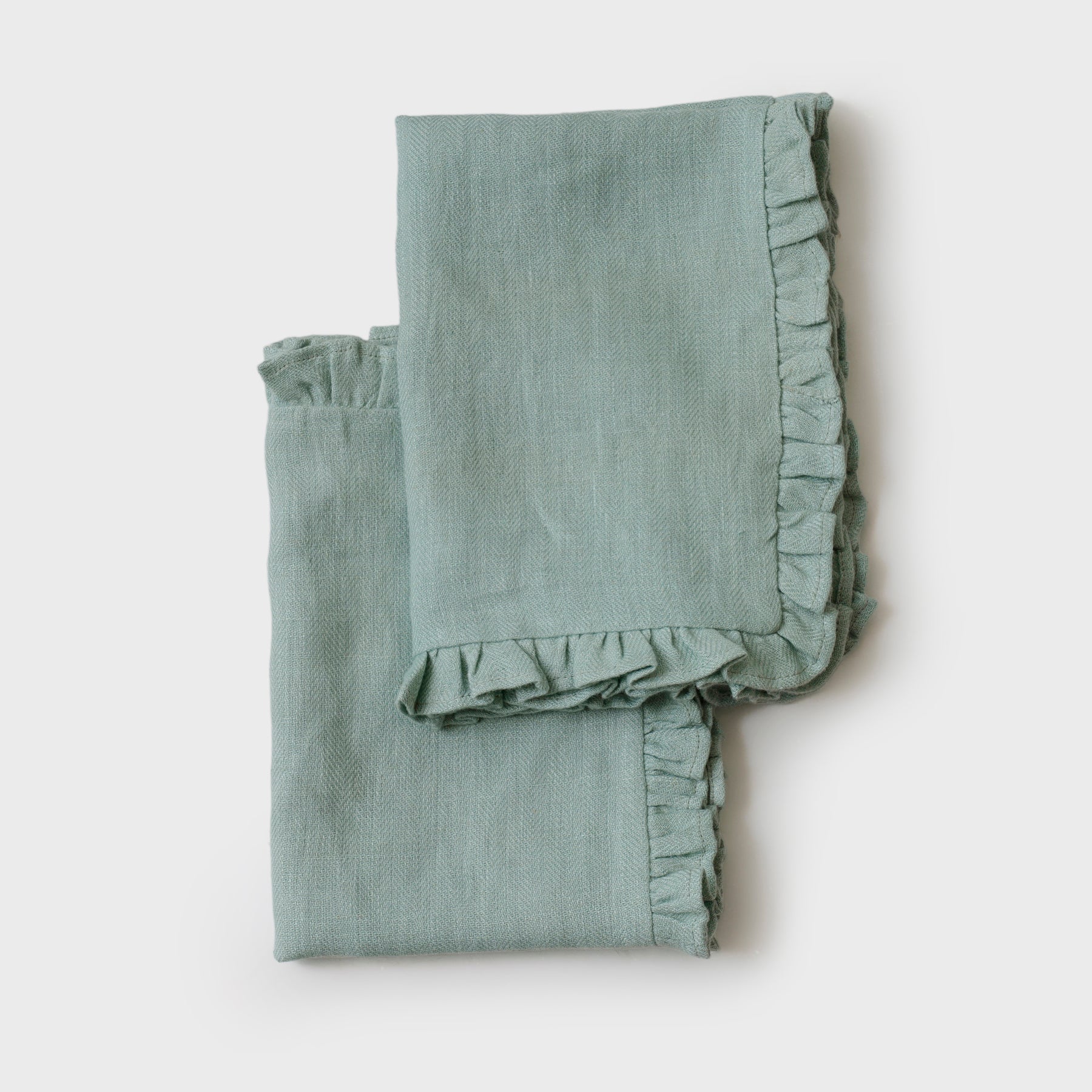 Herringbone Ruffle Duck Egg Table Mats-Set of 2