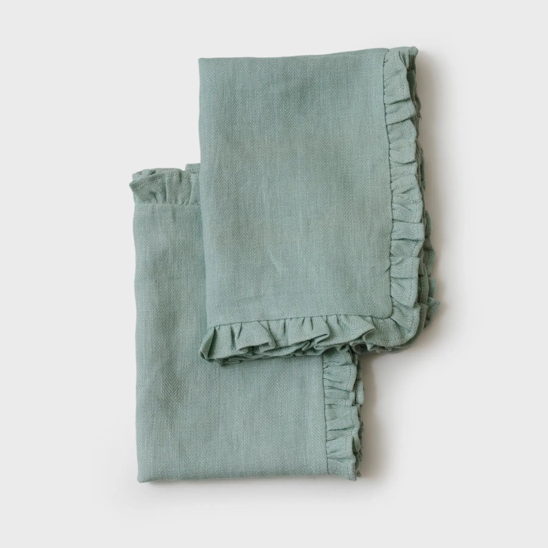 Herringbone Ruffle Duck Egg Table Mats-Set of 2 SanctuaryLiving