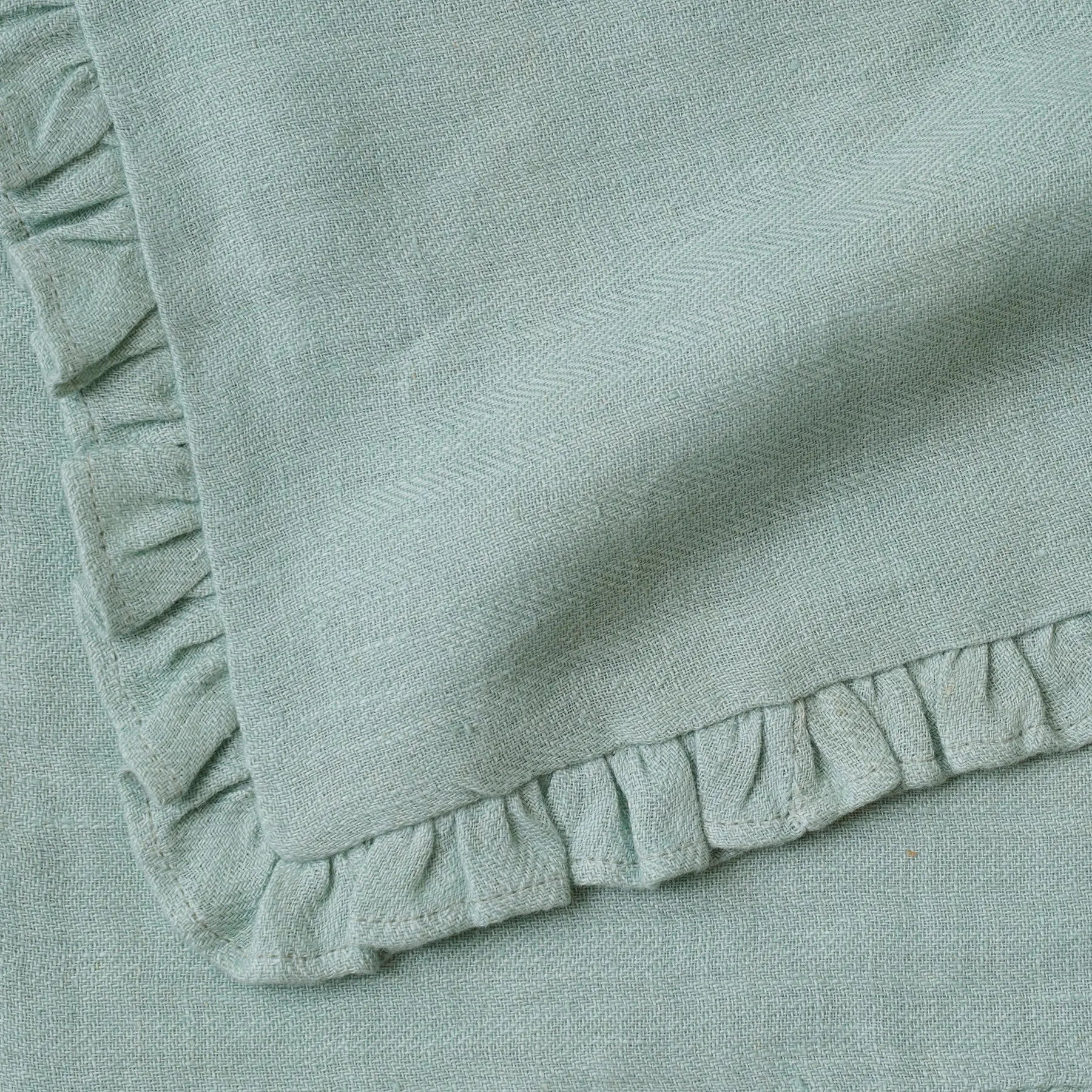 Herringbone Ruffle Duck Egg Table Mats-Set of 2 SanctuaryLiving