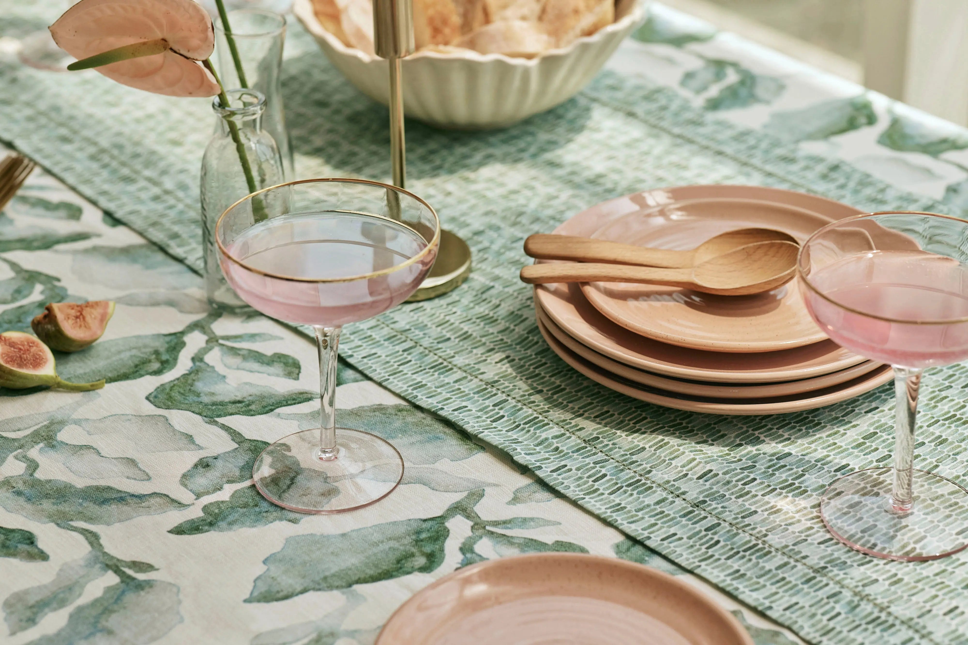 Speckle Teal Linen Table Runner SanctuaryLiving